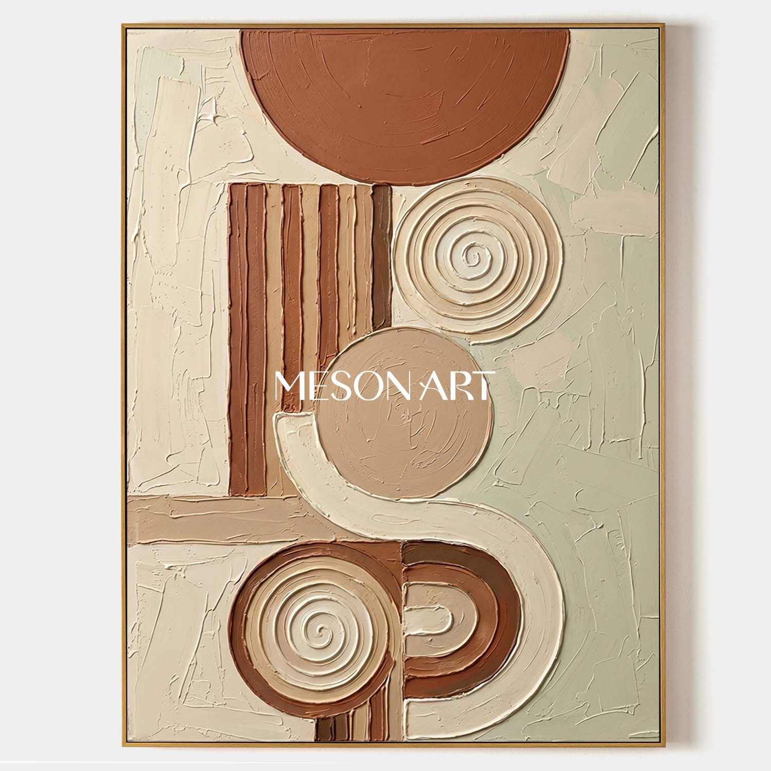 Bohemian Abstract Textured Plaster Geometric Wall Art in Earth Tones