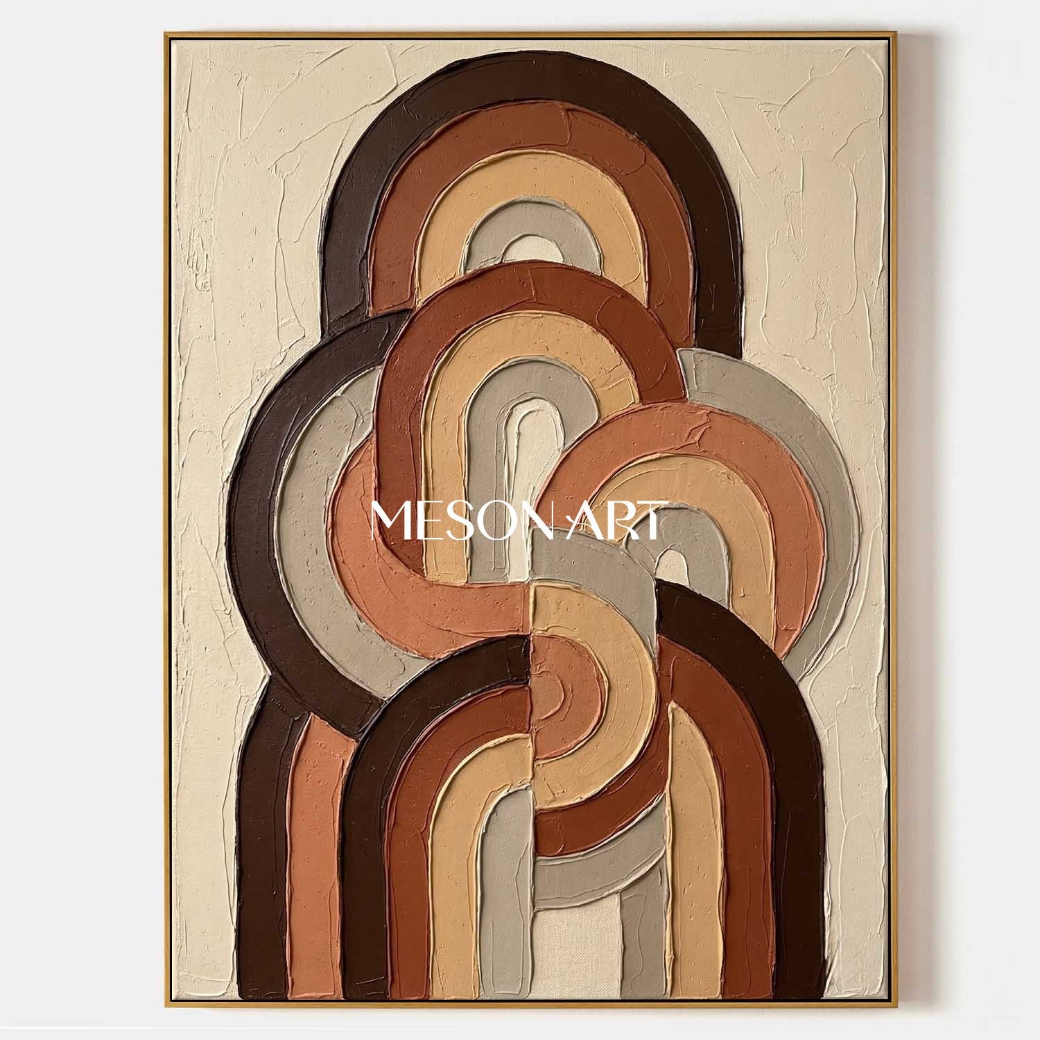 Boho Minimalist Sculptural Canvas Painting Vertical Geometric Art