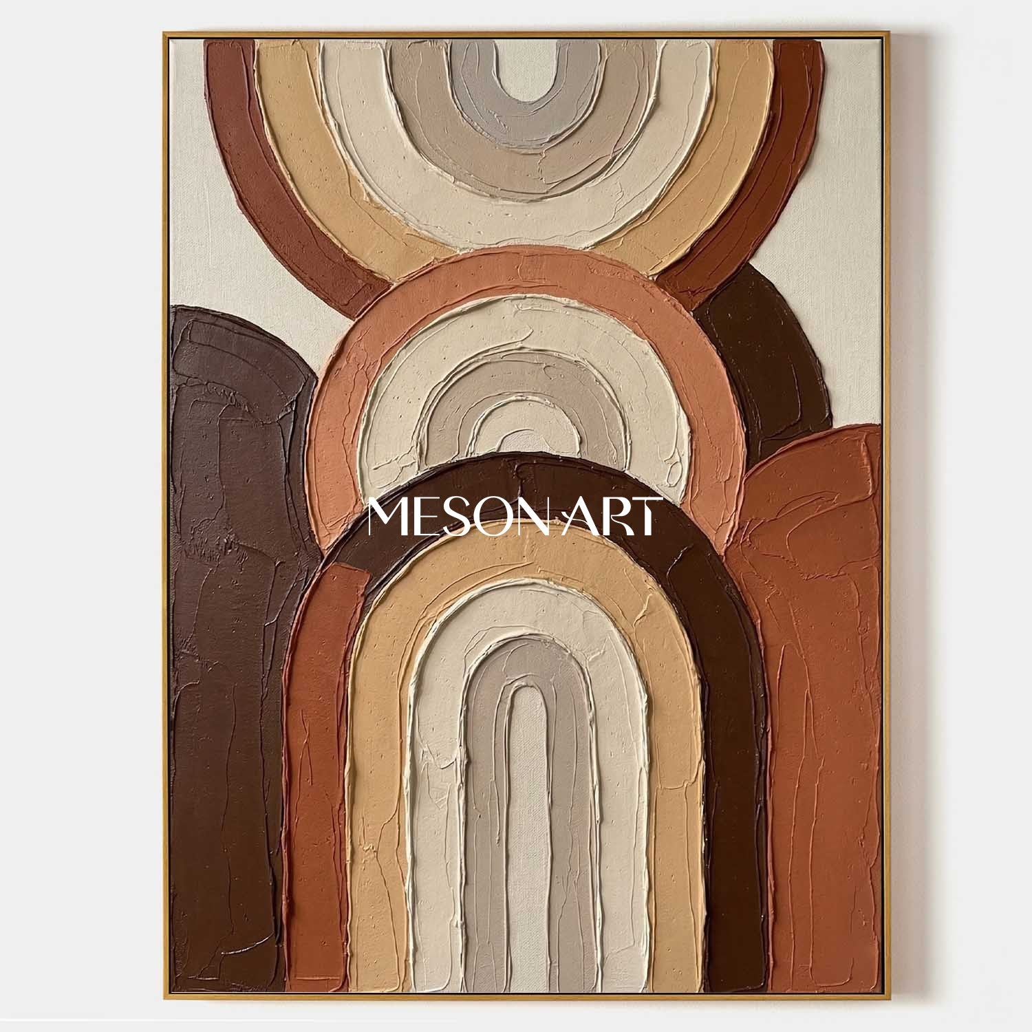 Boho Minimalist Sculptural Canvas Painting Vertical Geometric Art