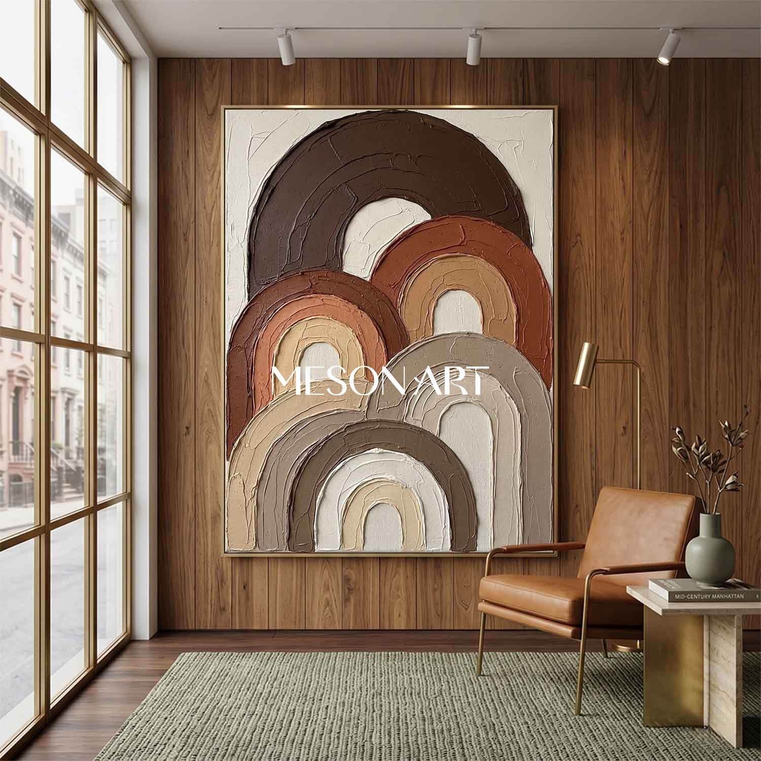 Boho Minimalist Sculptural Canvas Painting Vertical Geometric Art