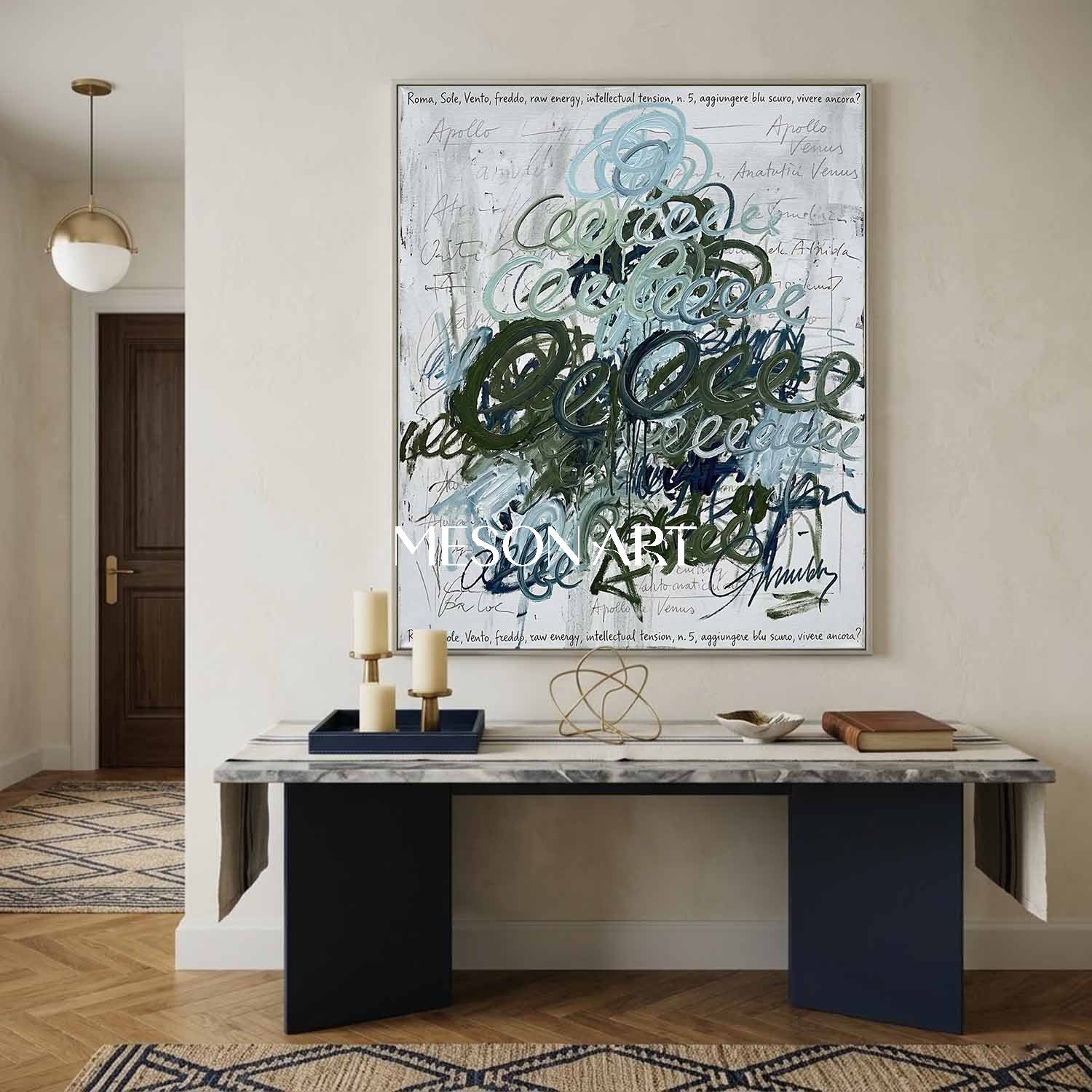 Original Graffiti Abstract Scribble Oil Painting Modern Office Decor
