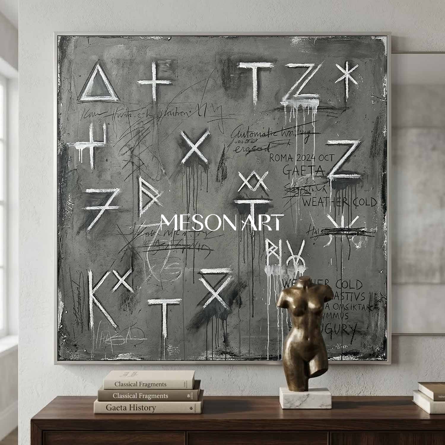 Black Modern Industrial Style Graffiti Painting Office Large Wall Art