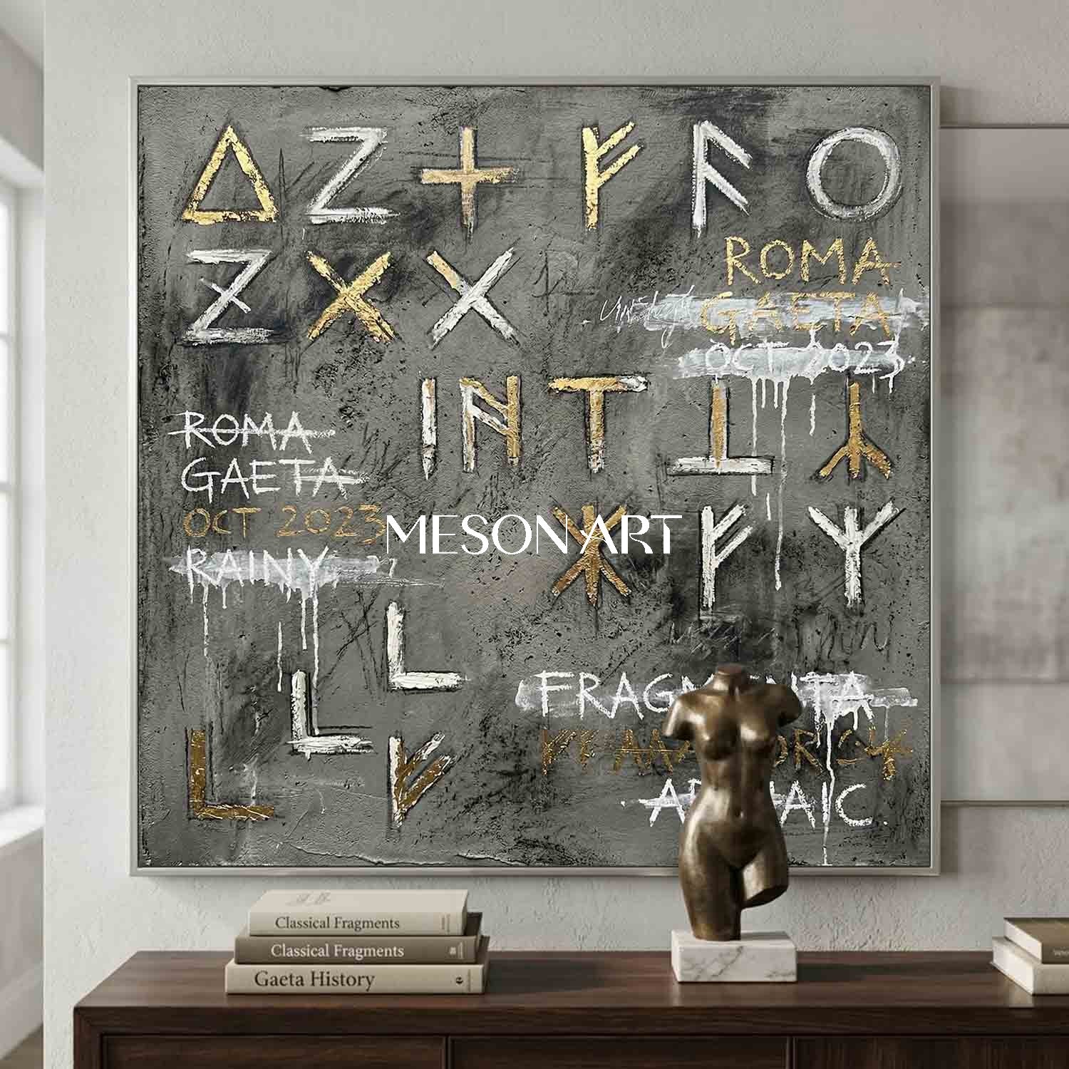 Big Modern Abstract Script Painting Industrial Villa Art Office Decor