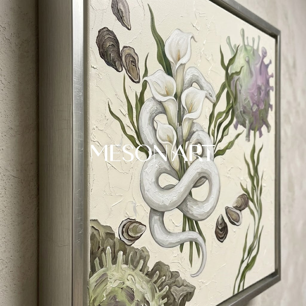 Creamy White Handmade Serene Calla Lily Canvas Art Spa Retreat Wall Decor