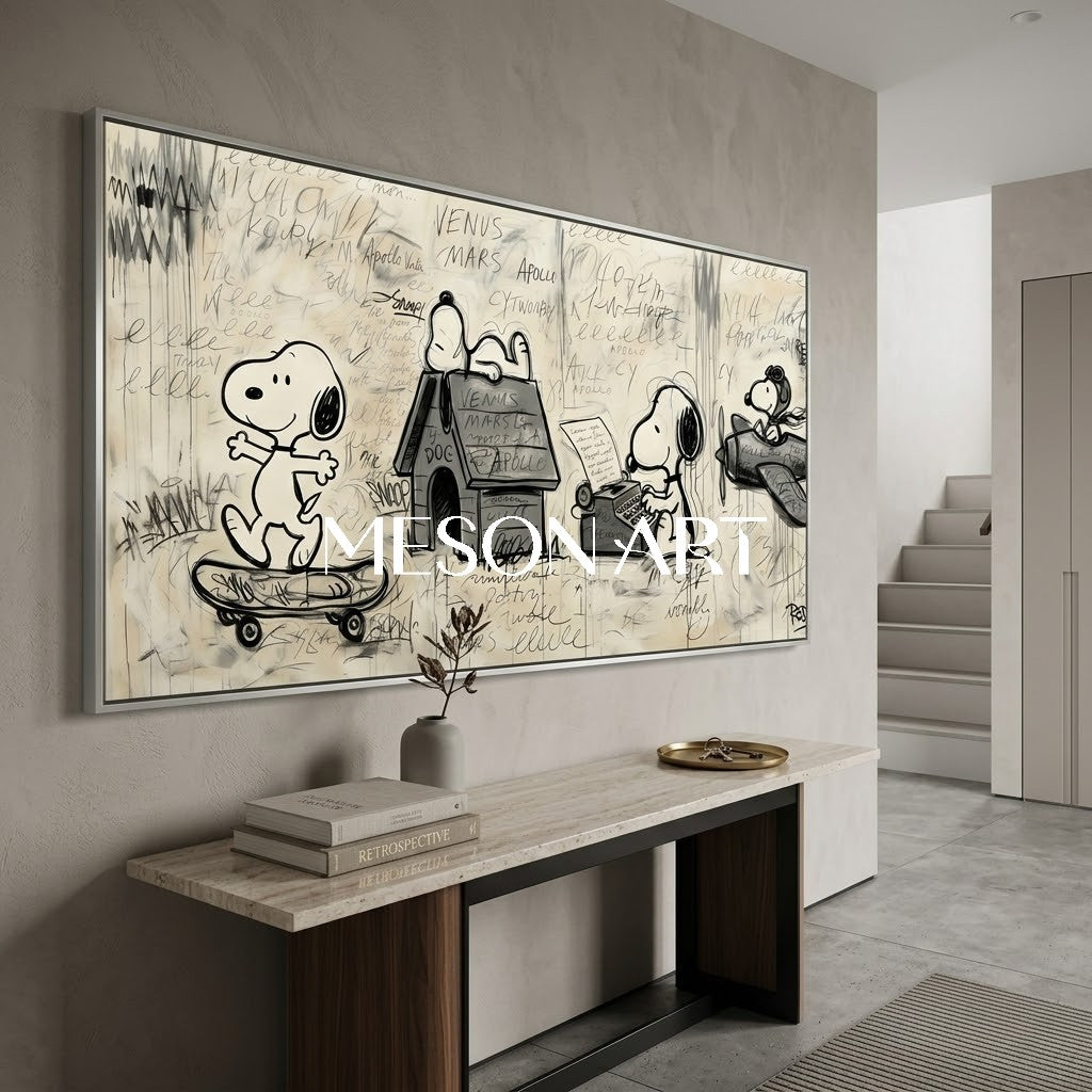 Original Snoopy Graffiti Painting Hand Painted Urban Pop Art Bedroom
