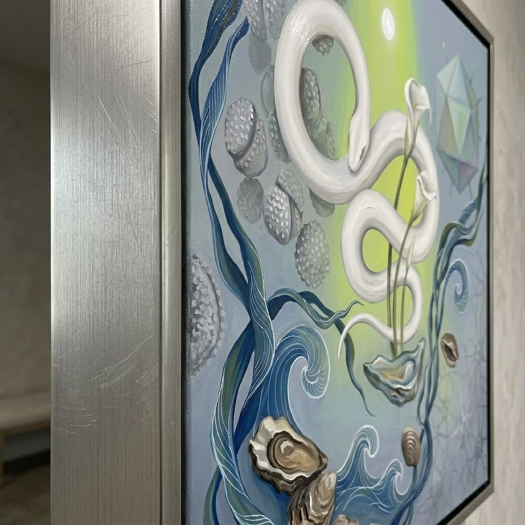 Hand Painted Serene Ocean Wave Canvas Art Wellness Spa Decor Hallway