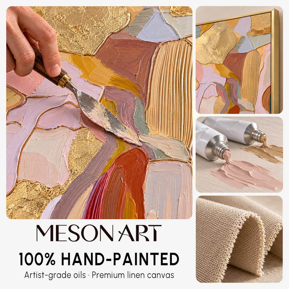 Gold And Beige Abstract Desert Landscape Panoramic Wall Art Original Artist By Mesonart