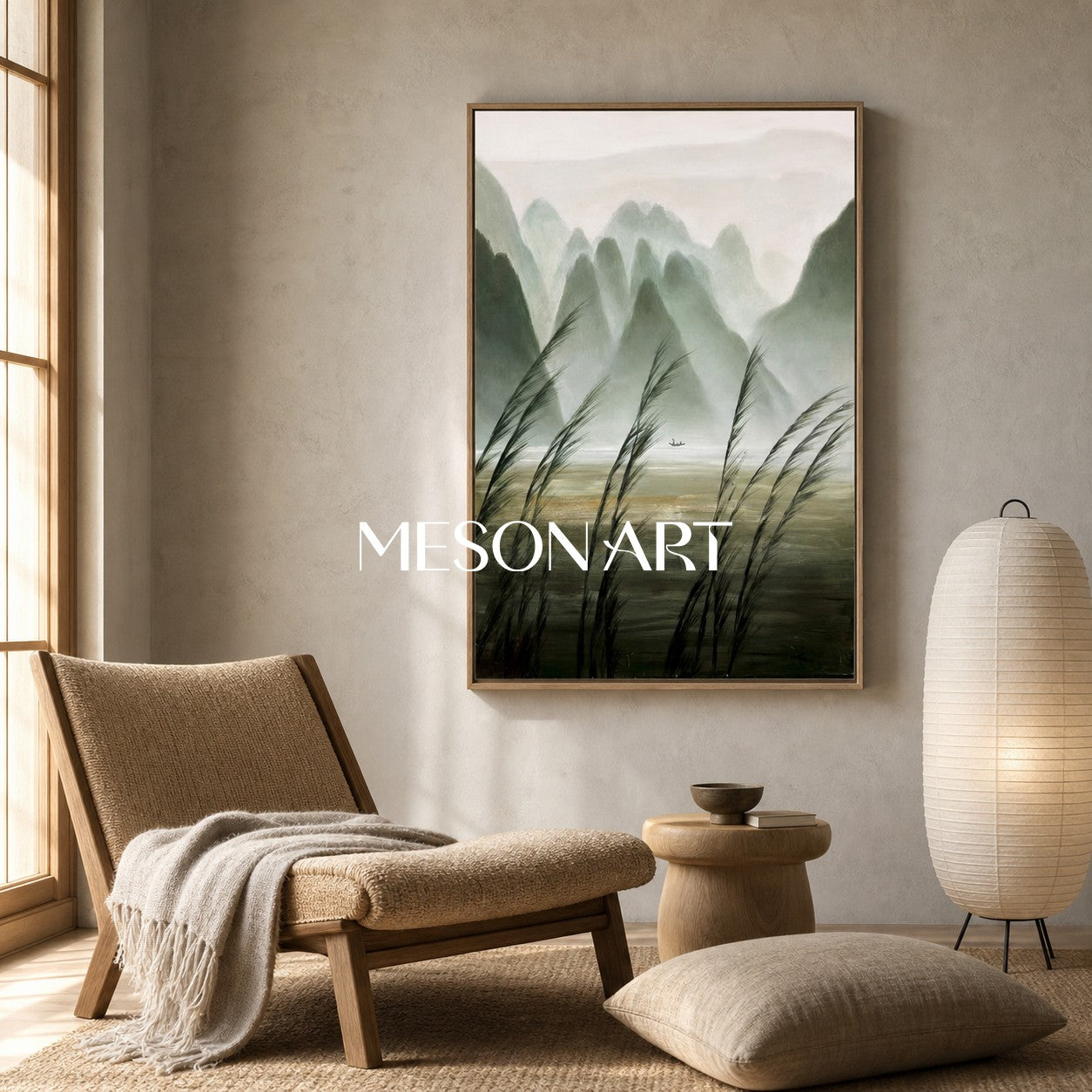 Green Landscape Oil Painting Green Landscape Wall Art Wabi-Sabi Art Decor Landscape Texture Art