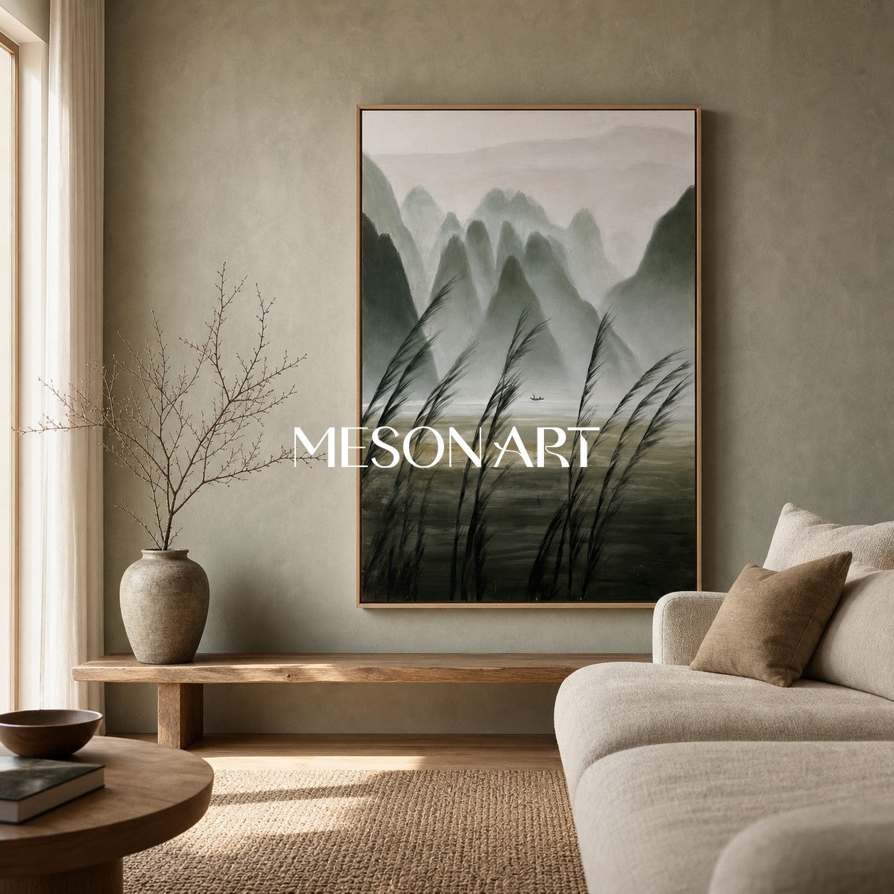 Green Landscape Oil Painting Green Landscape Wall Art Wabi-Sabi Art Decor Landscape Texture Art