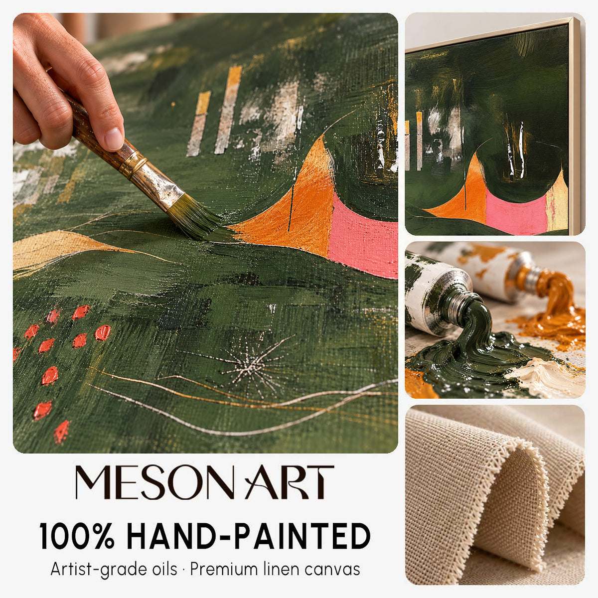 Large Modern Green Abstract Canvas Wall Art Green Abstract Landscape Wall Paintings