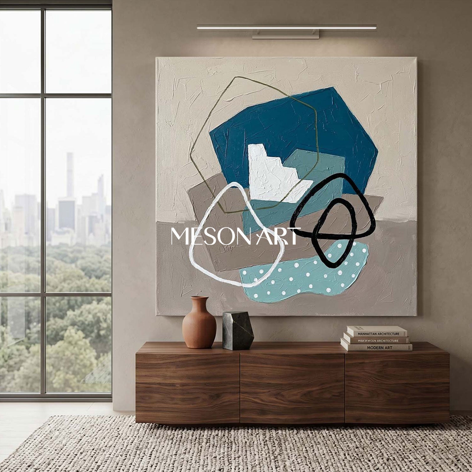 Abstract Plaster Texture Canvas Painting For Organic Modern Home