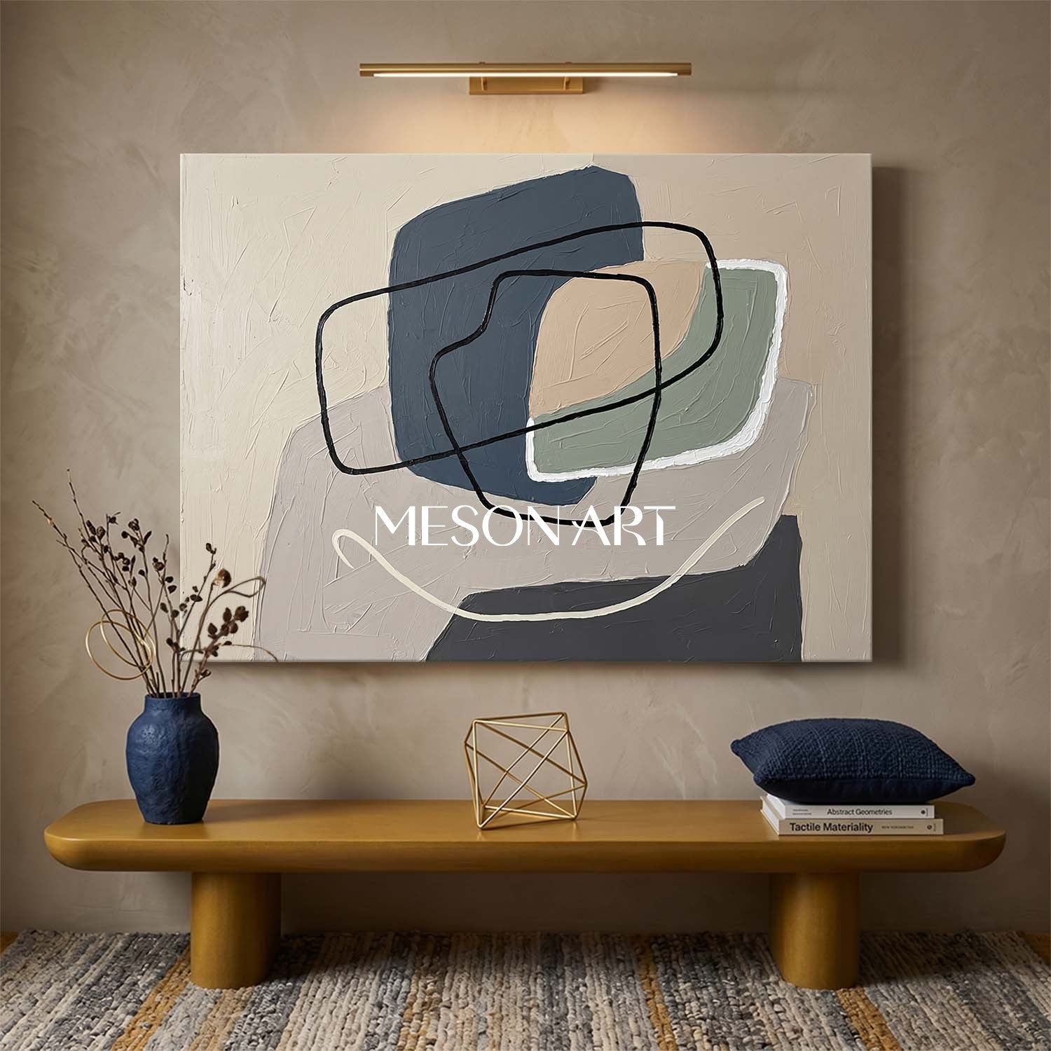 Organic Modern Japandi Neutral Abstract Oil Painting Large Wall Decor