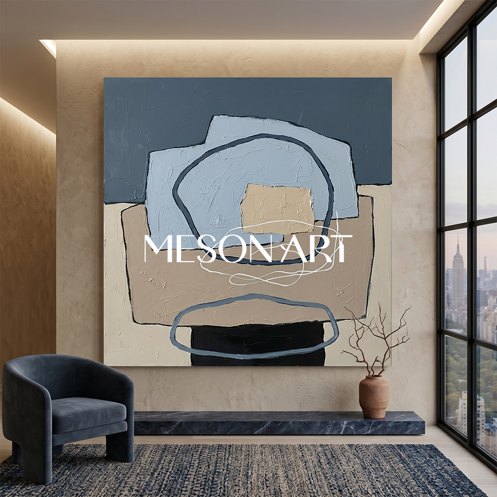 Textured Minimalist Abstract Painting Wall Art for Modern Living Room