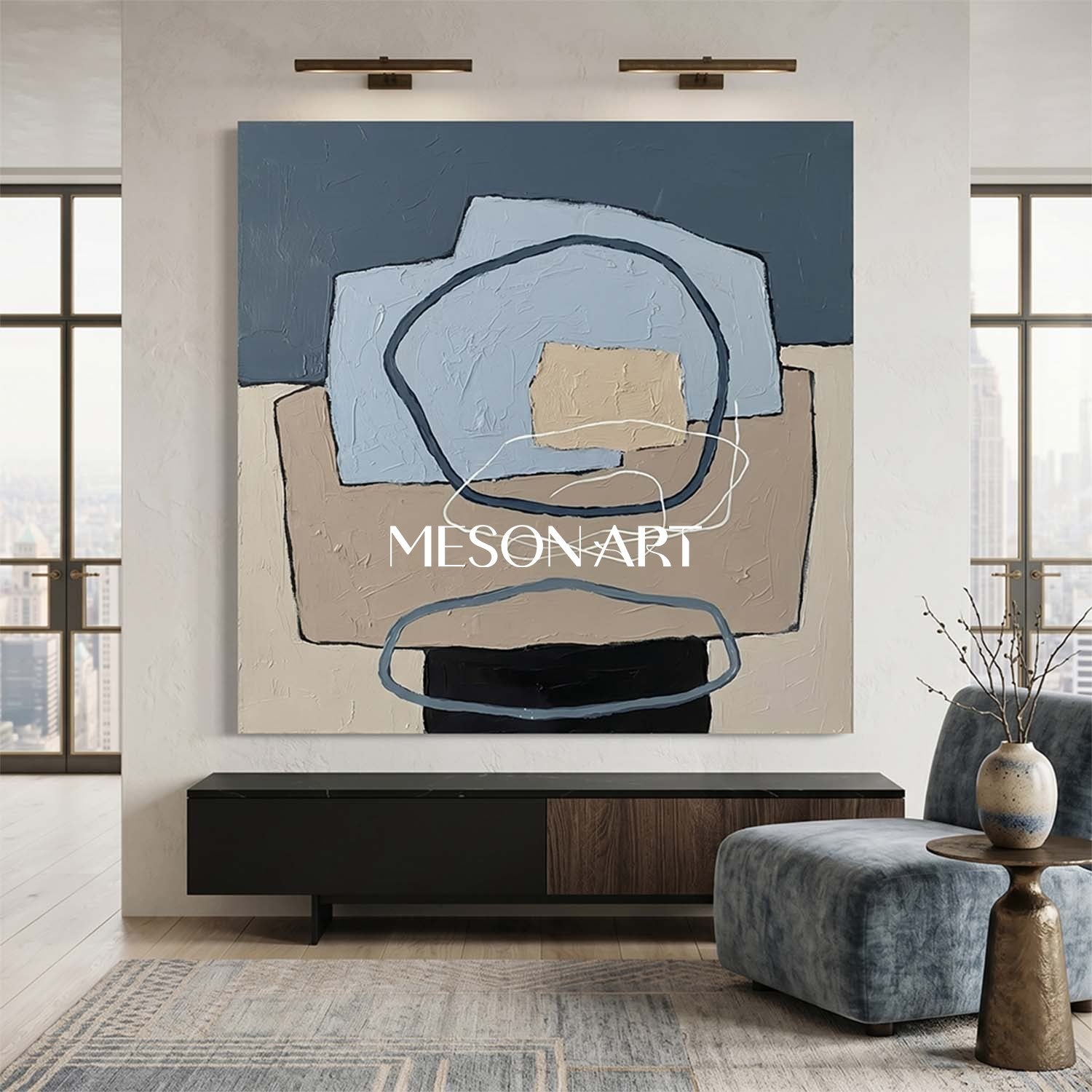 Textured Minimalist Abstract Painting Wall Art for Modern Living Room