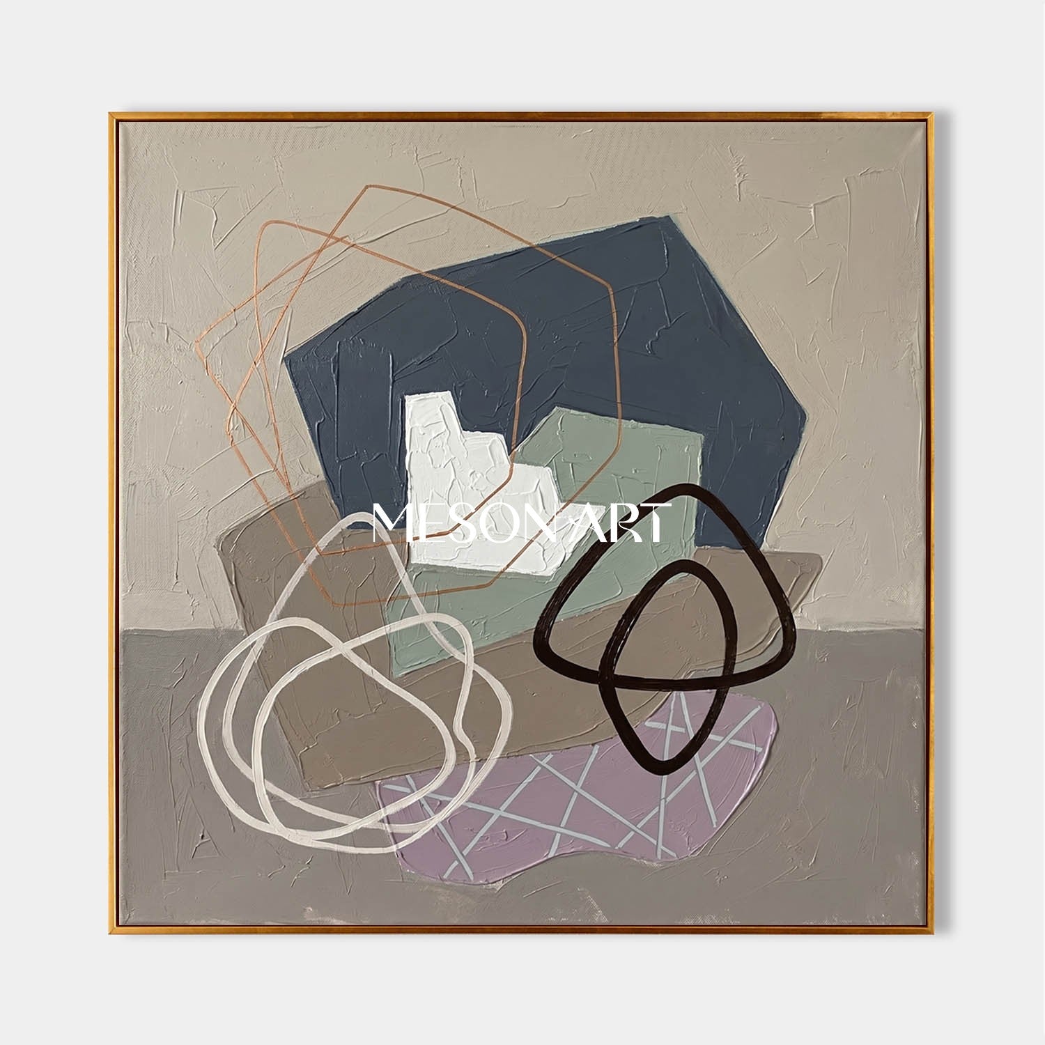 Abstract Plaster Texture Canvas Painting For Organic Modern Decor