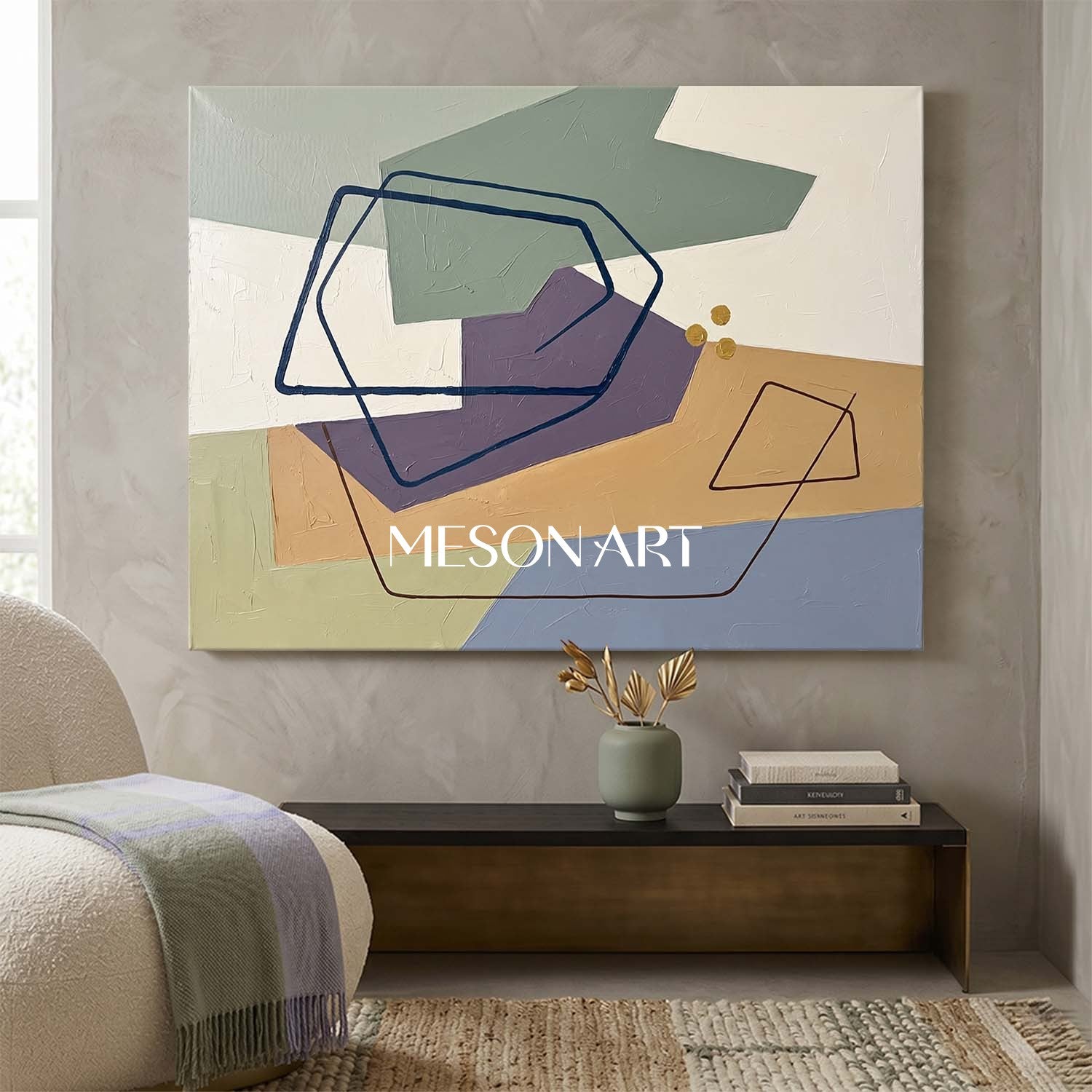 Abstract Plaster Texture Horizontal Canvas Art For Organic Modern Decor