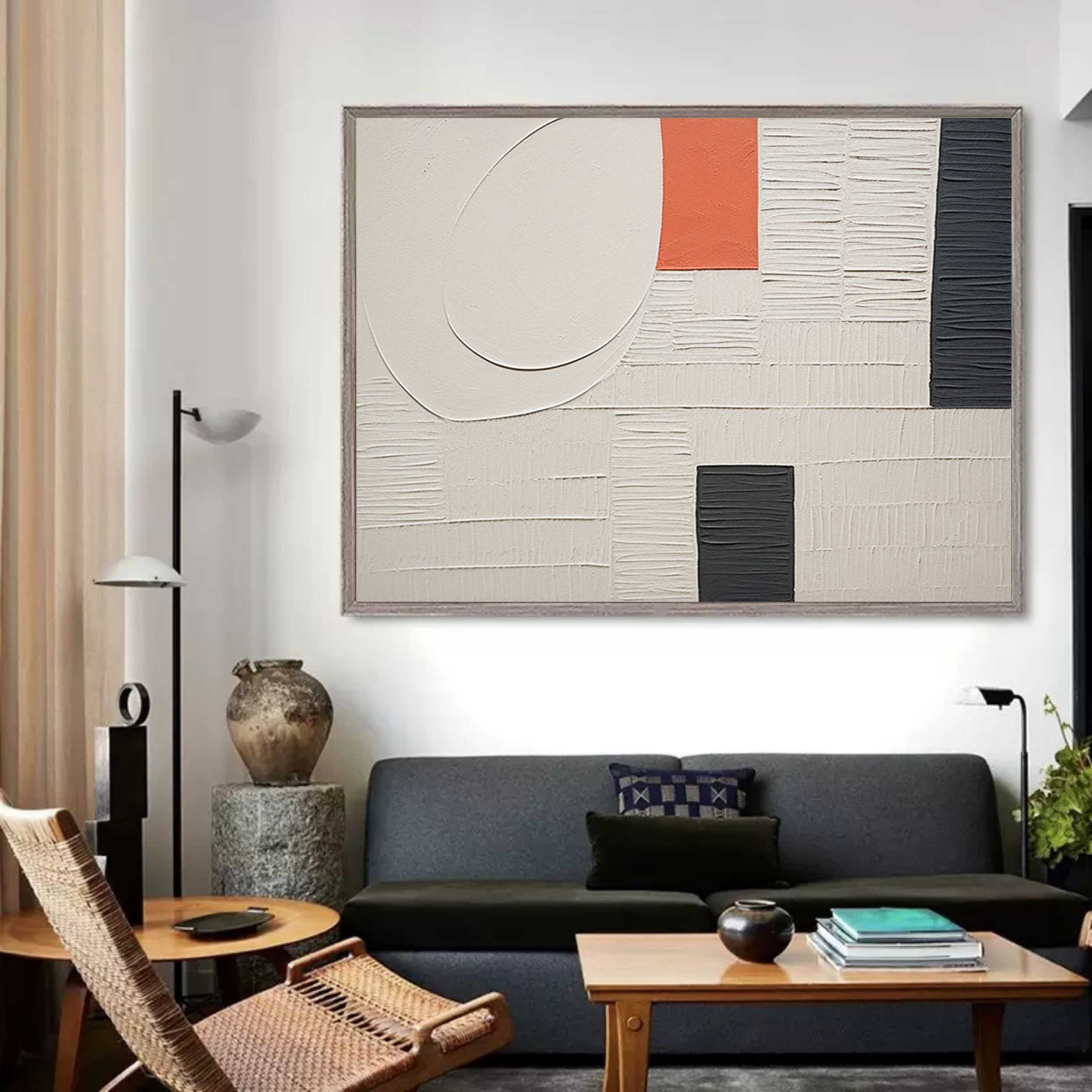 Large White 3D Textured Wall Painting White Minimalistic Wall Art White Plaster Abstract Canvas Art