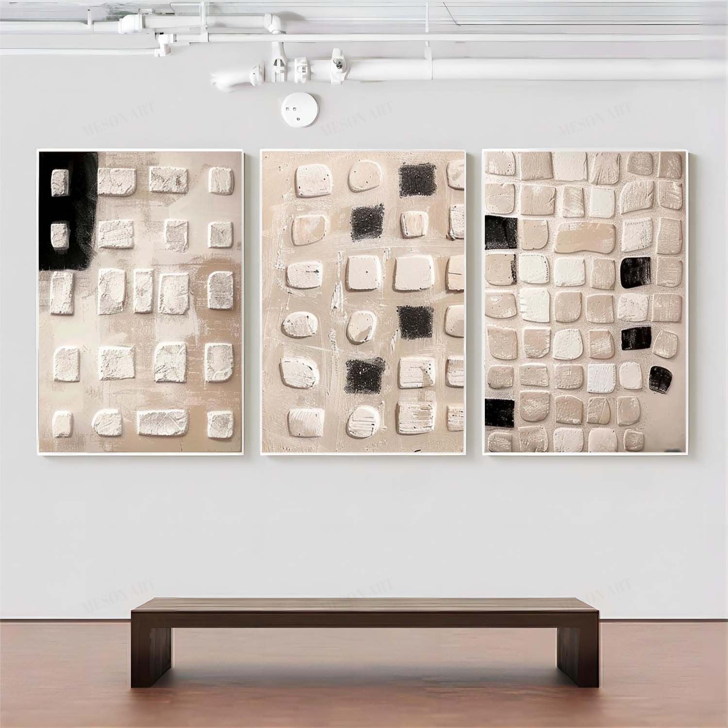 Large 3D Grey Textured Paintings 3 Piece Set Grey Abstract Canvas Art Wabi Sabi Wall Art 3 Piece Set