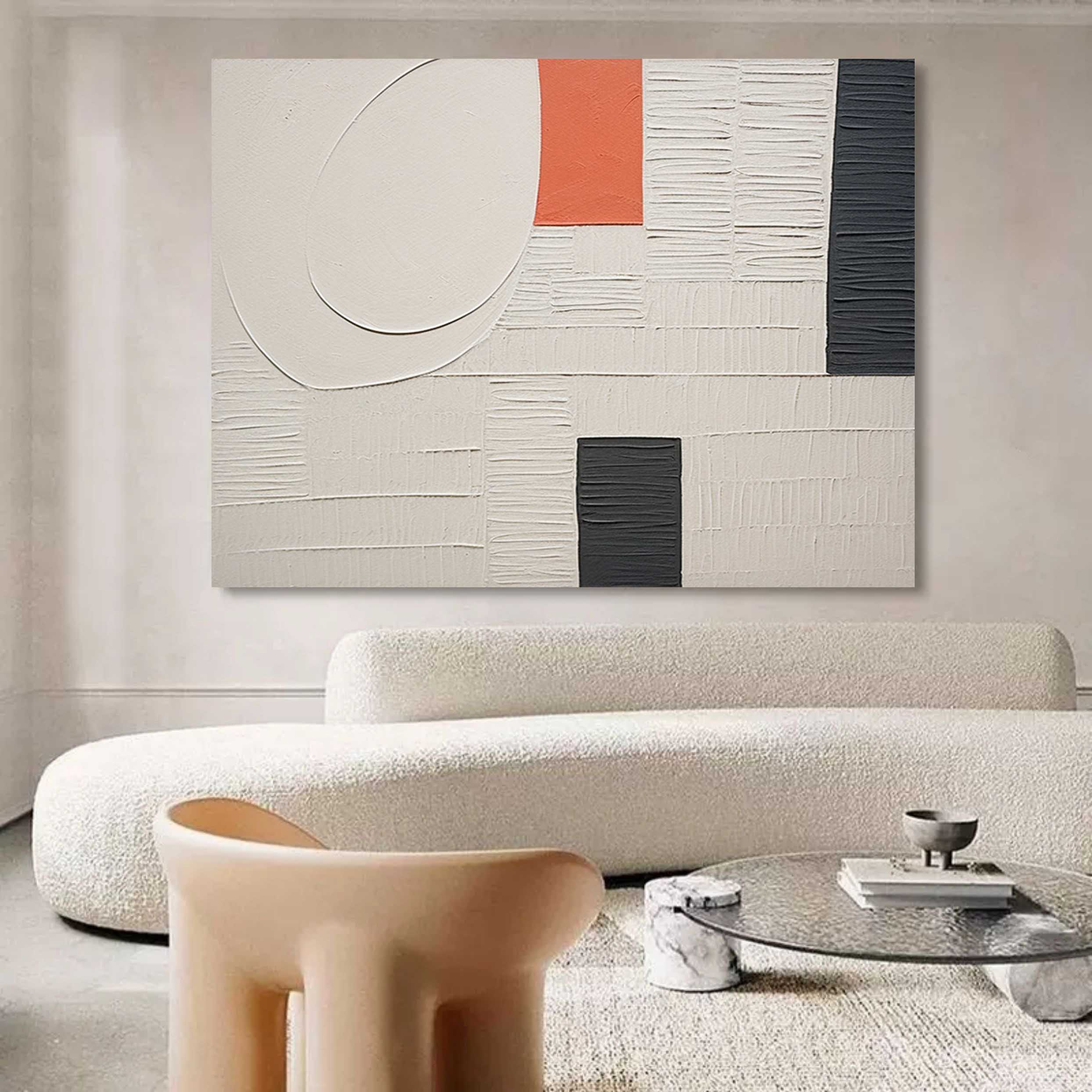 Large White 3D Textured Wall Painting White Minimalistic Wall Art White Plaster Abstract Canvas Art