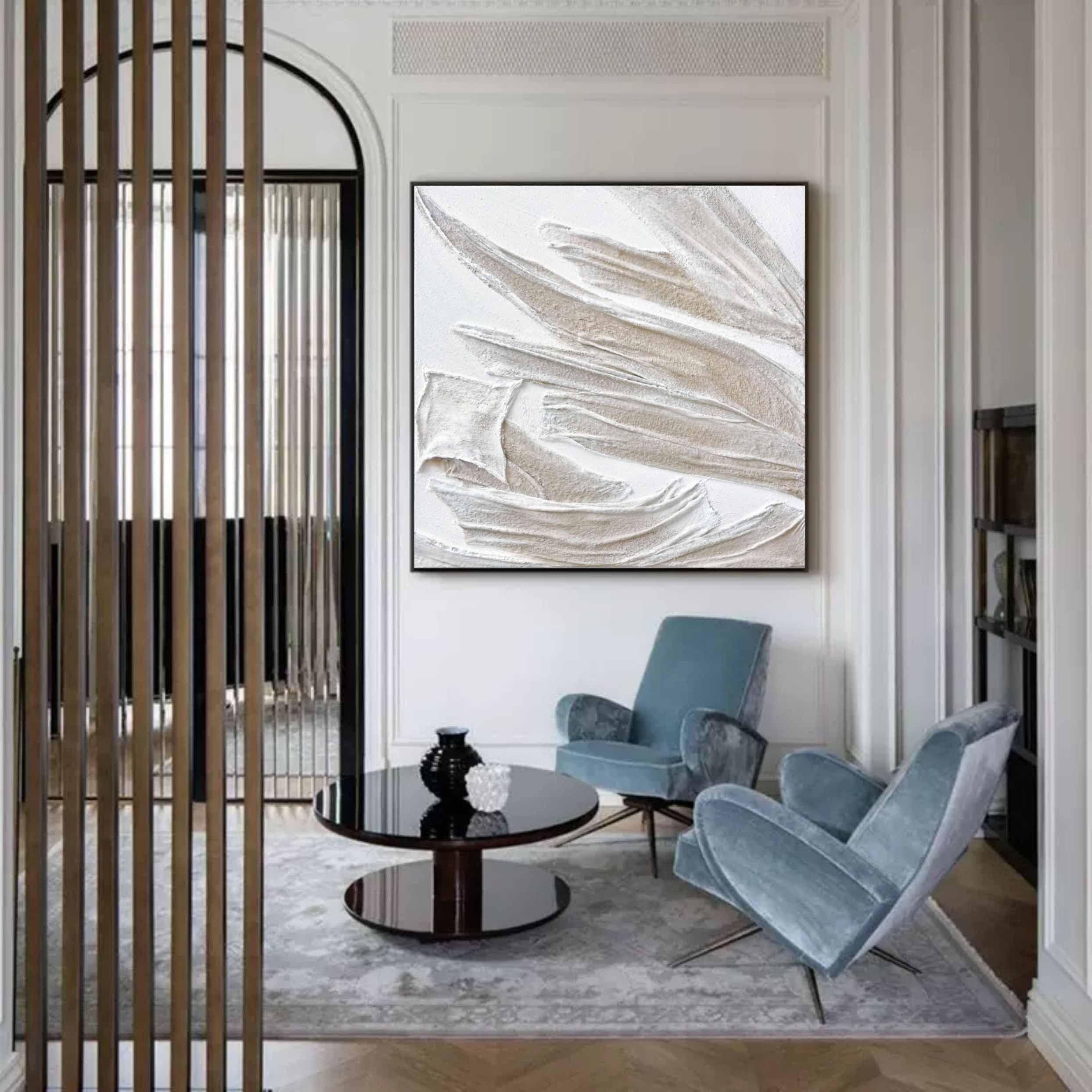 White And Gray Canvas Abstract Art White And Gray Canvas Wall Art White Plaster Painting on sale