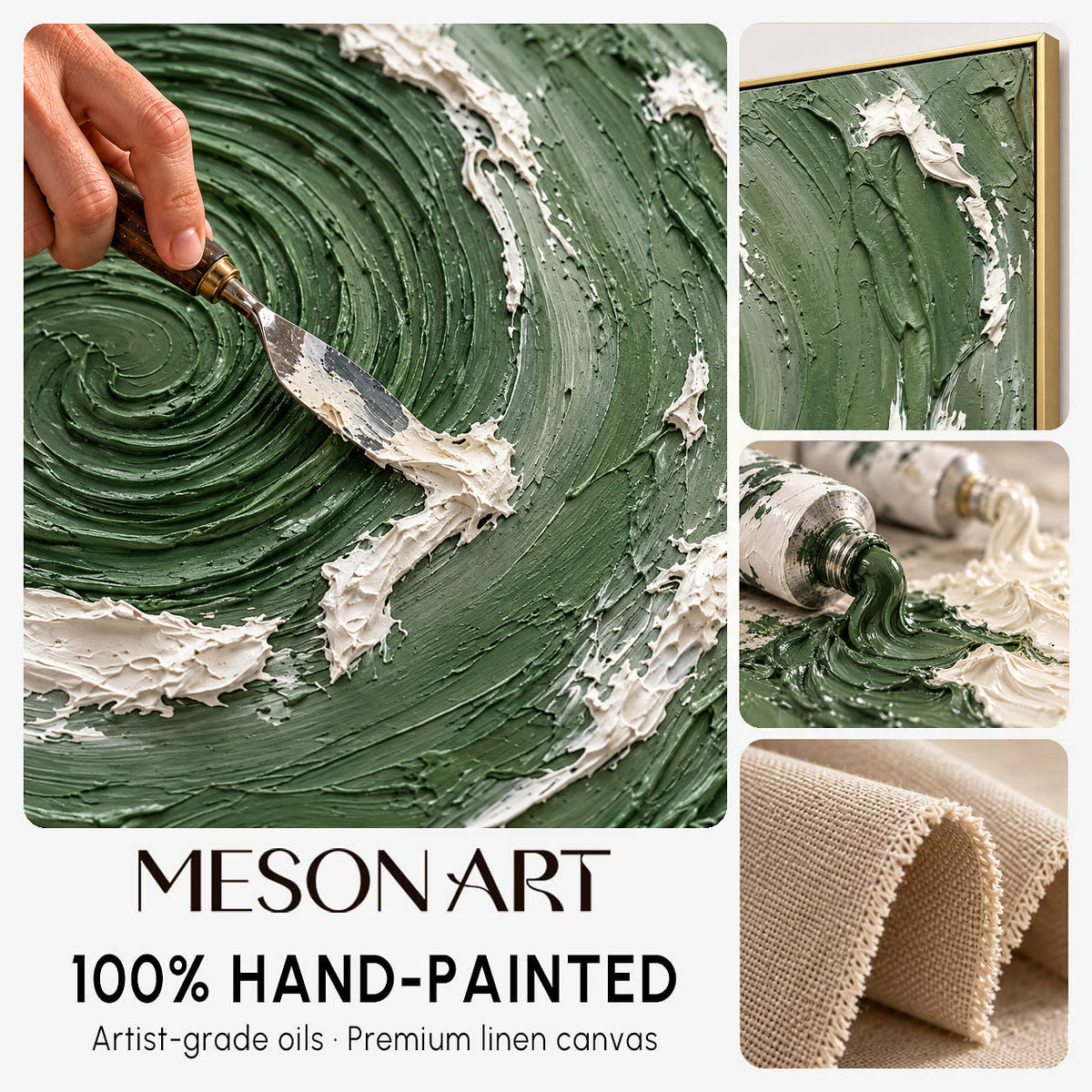 Dark Green Wall Art Emerald Green Canvas Heavy Texture Painting