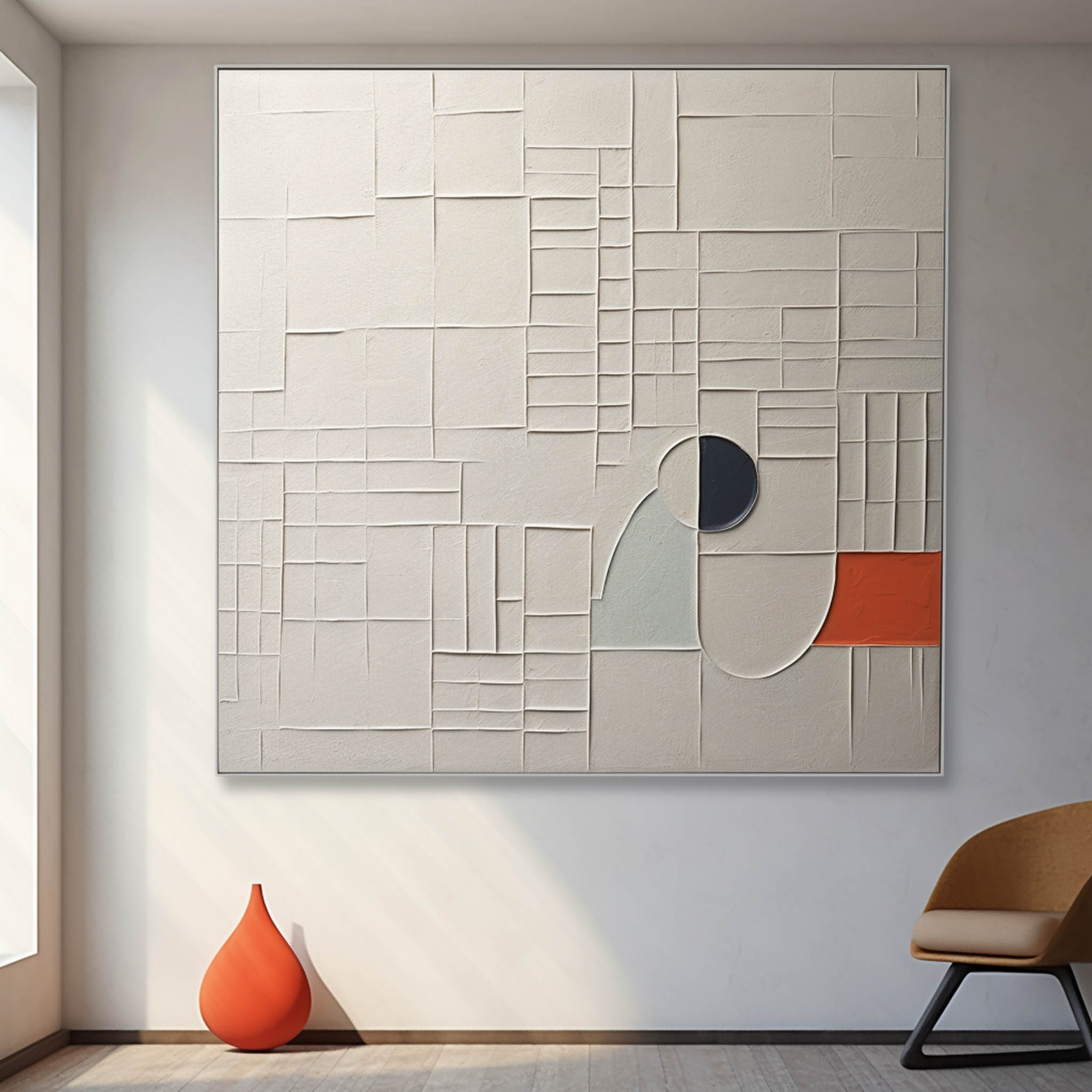 Large White Plaster Abstract Wall Art White Texture Wall Painting White Minimalist Canvas Wall Art