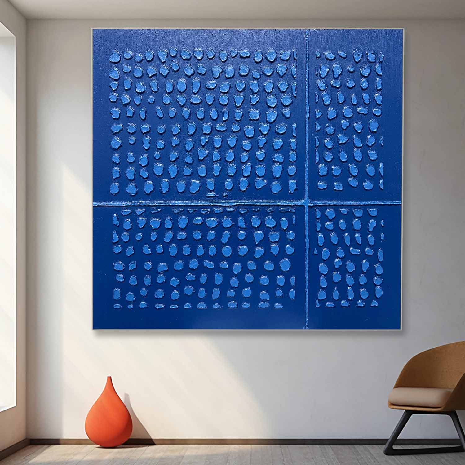 Large Blue Abstract Art for Sale Blue Abstract Texture Painting Blue Minimalist Canvas Wall Painting