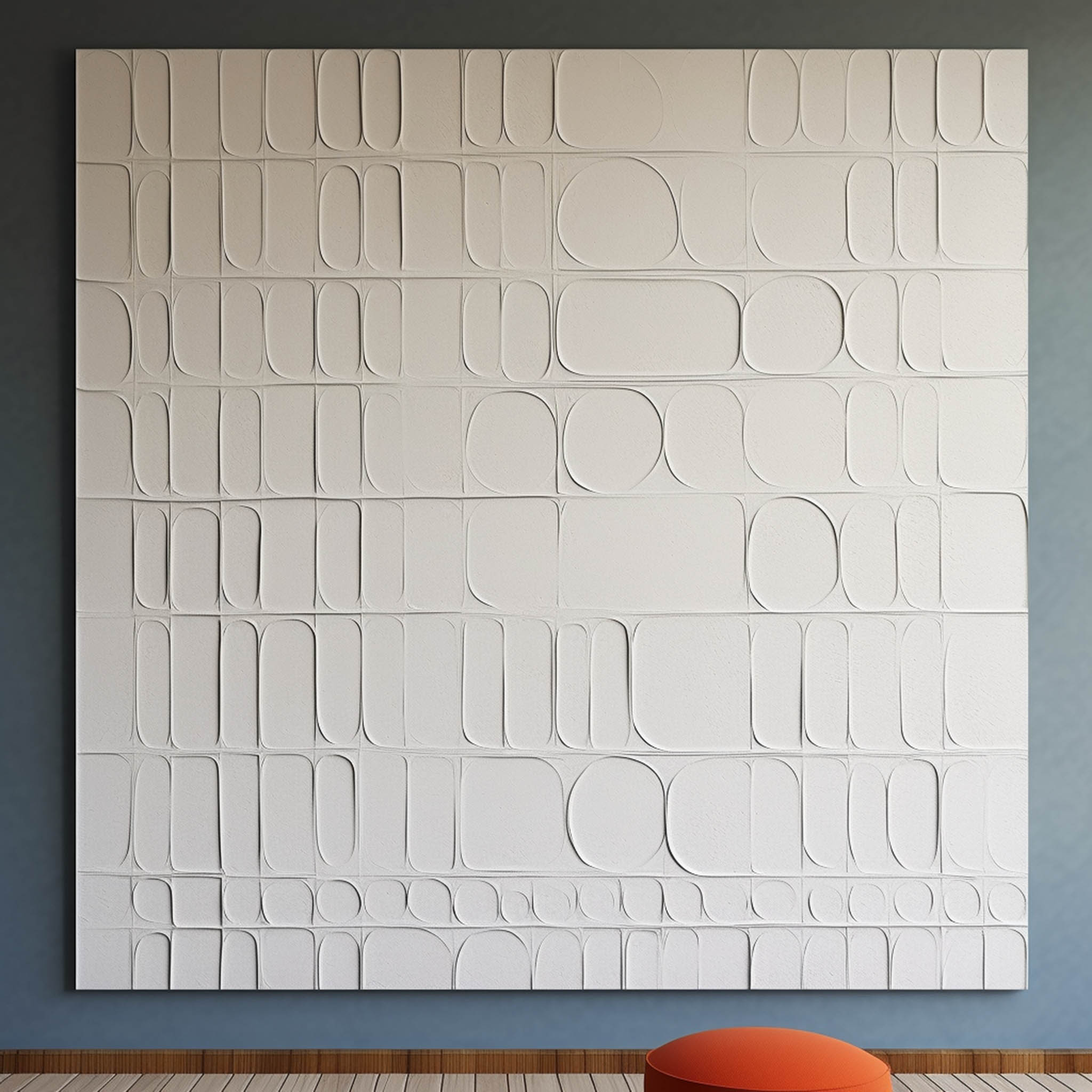 White Art on Canvas White Plaster Wall Art White Minimalist Painting White Abstract Texture Painting