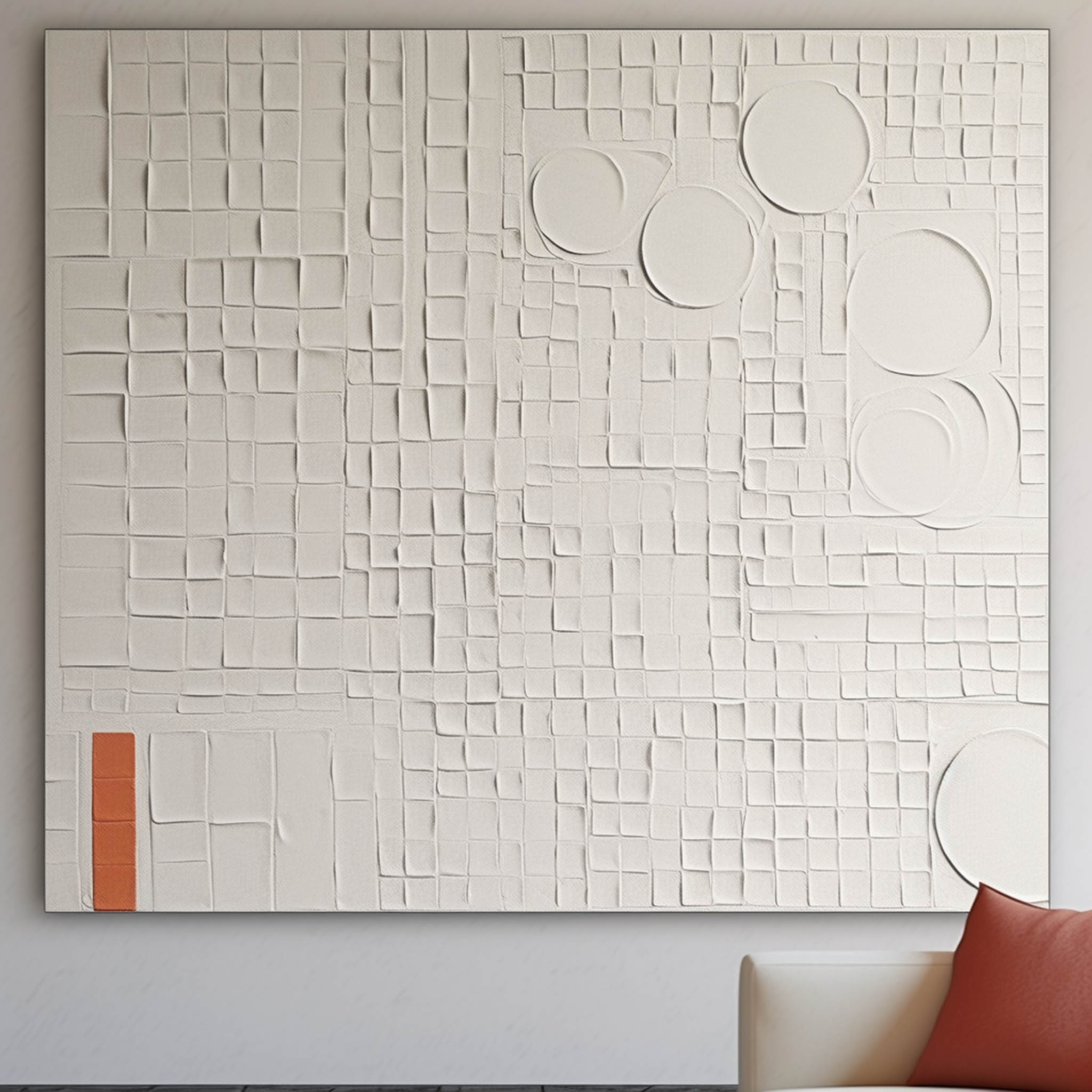 White Plaster Texture Painting White Abstract Art Canvas Plaster Wall Art White Minimalist Wall Art