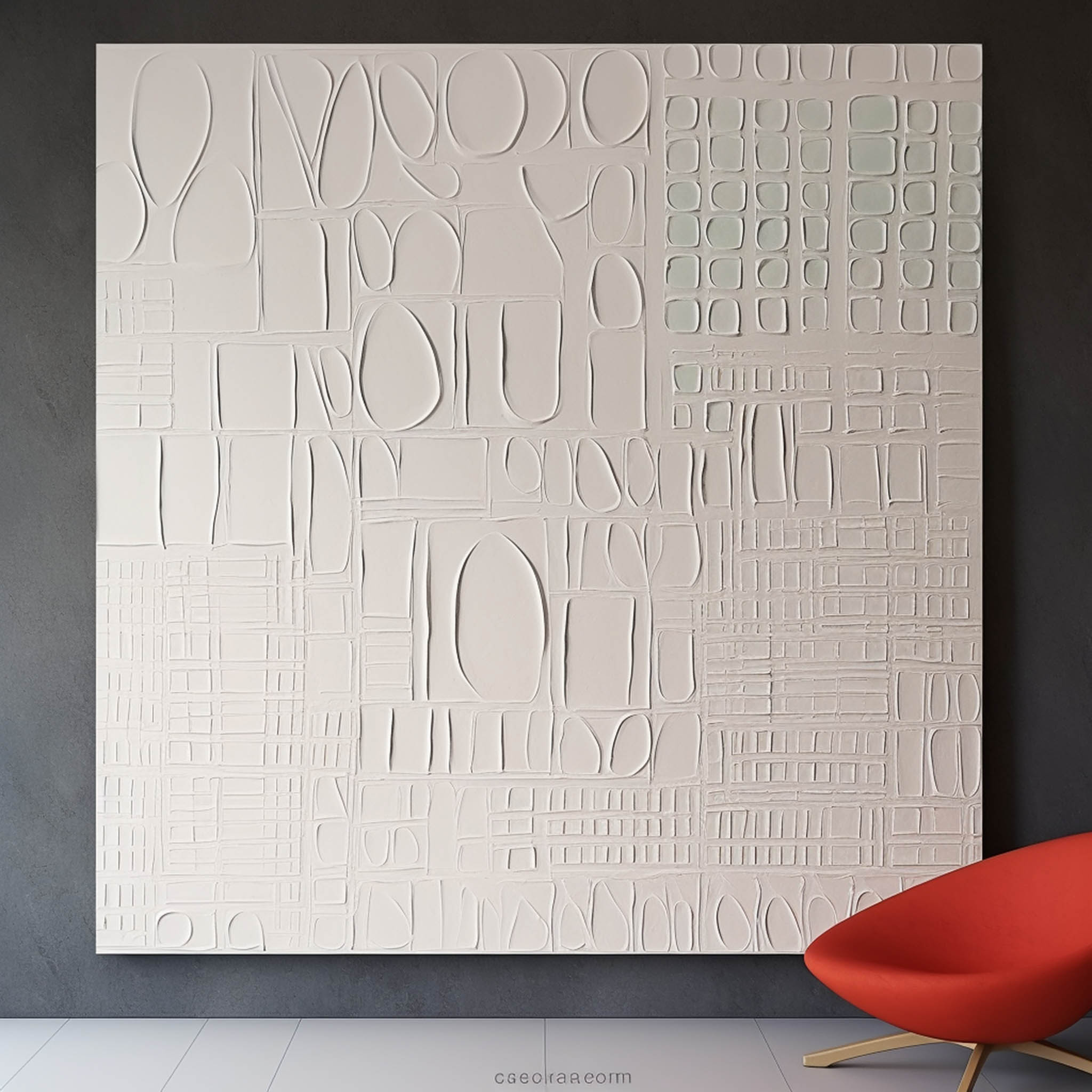 White Art on Canvas White Plaster Wall Art White Minimalist Painting White Abstract Texture Painting