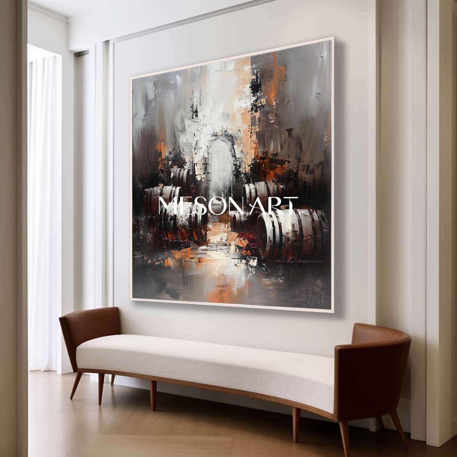 Large Red Wine Barrel Abstract Canvas Art for Sale Winery Wine Cabinet Wall Art Decoration