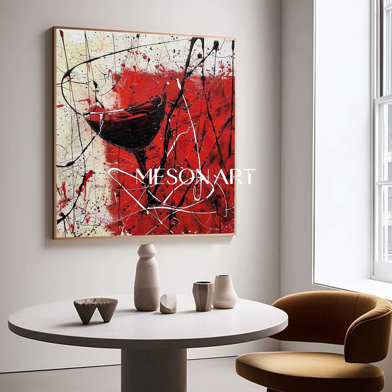 Red Wine Glass Abstract Canvas Art for Sale Winery Wall Art Decor Red Wine Abstract Painting