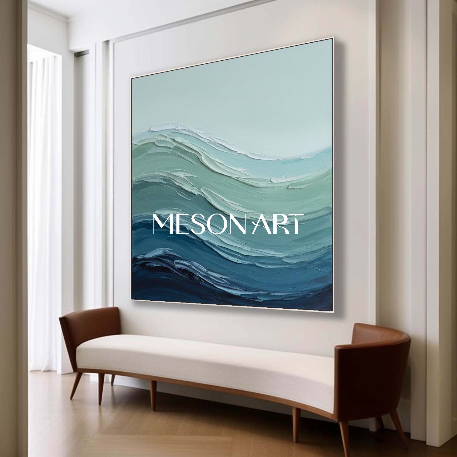 Green And Blue Abstract Ocean Wall Art Decor Sea Minimalist Art Wall Painting