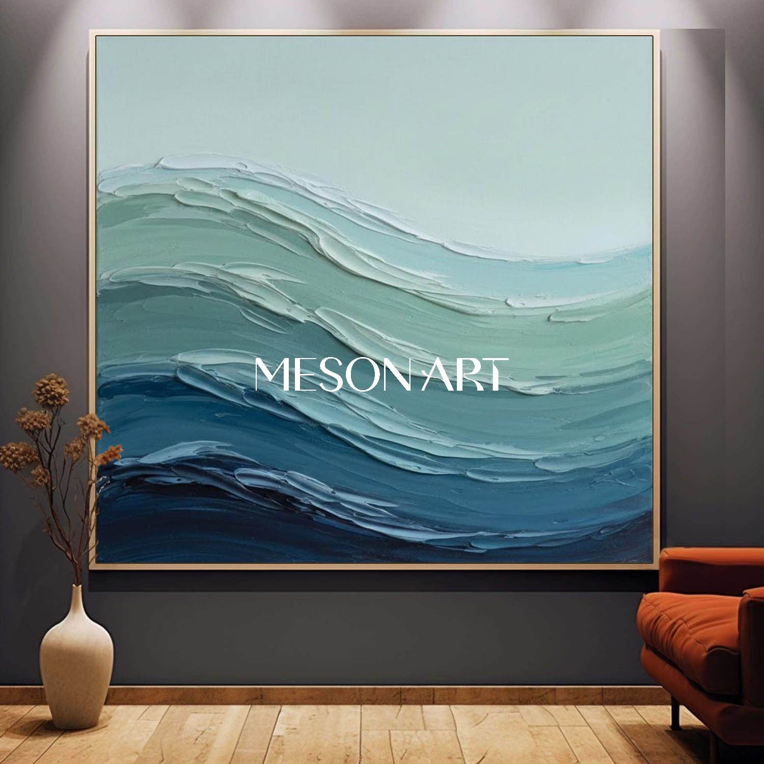 Green And Blue Abstract Ocean Wall Art Decor Sea Minimalist Art Wall Painting