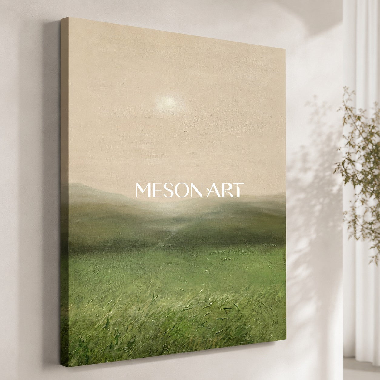 Large Green Landscape Oil Painting Large Green Landscape Textured Canvas Art Wabi-Sabi Art