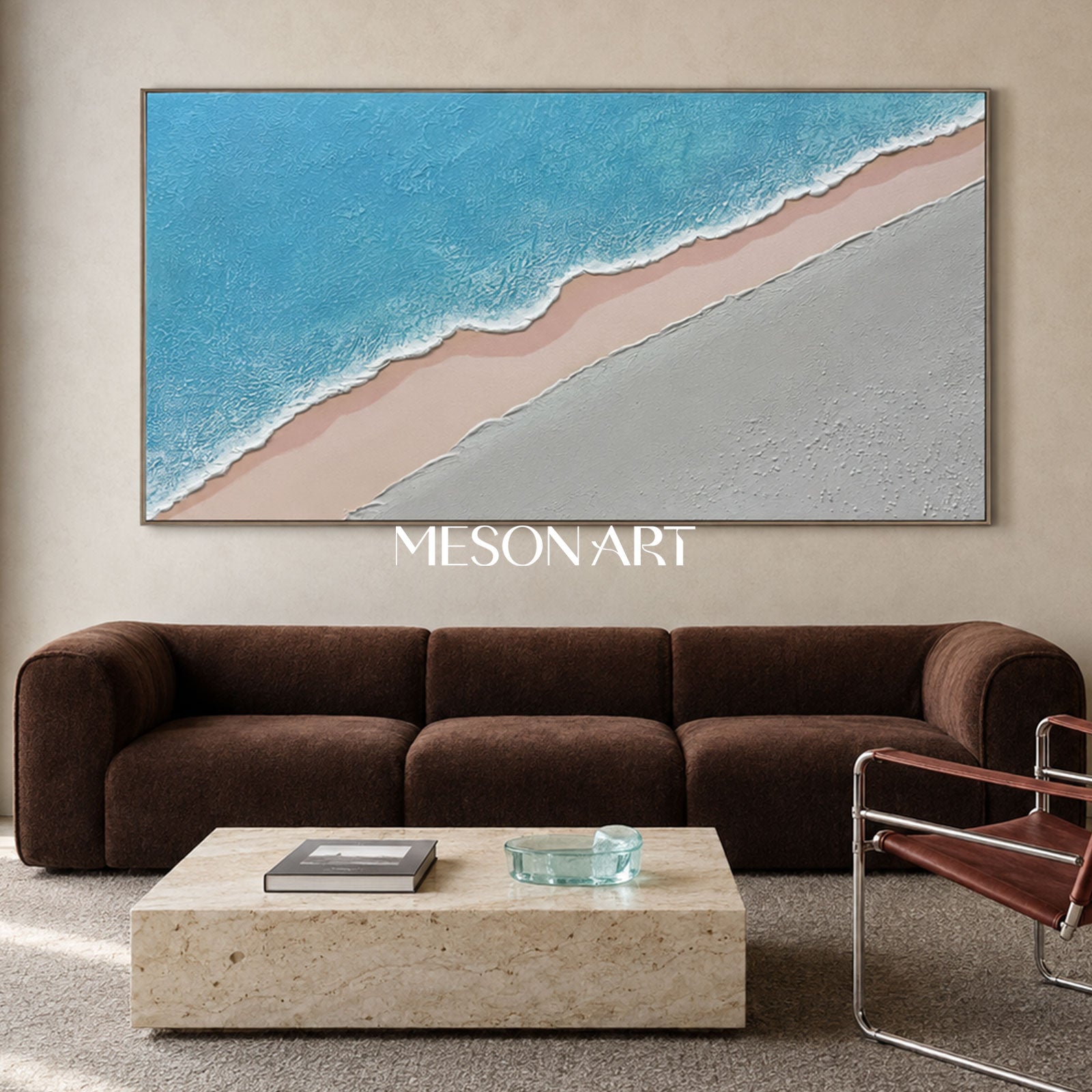 Large Blue ocean 3D Paintings Large Blue ocean Texture Wall Art Large Blue ocean Minimalist Painting