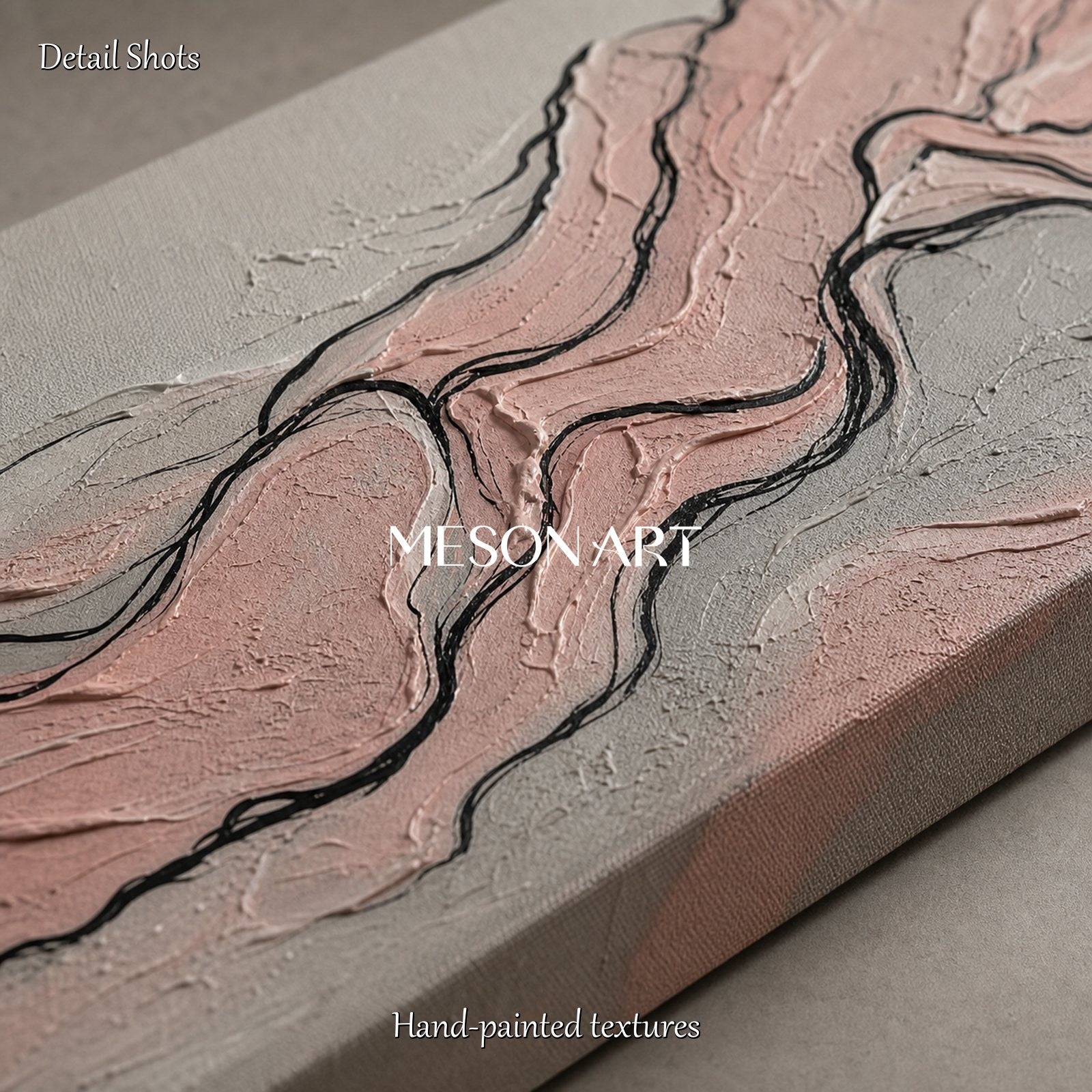 Pink Gray Mountain Art Deco Painting For Modern Living Room Decor