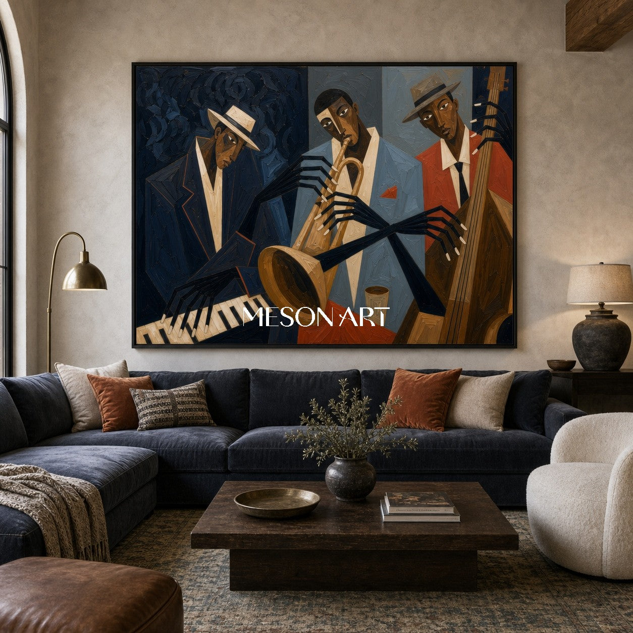 Expressive Jazz Band Painting In Art Deco Style For Modern Living Room Decor