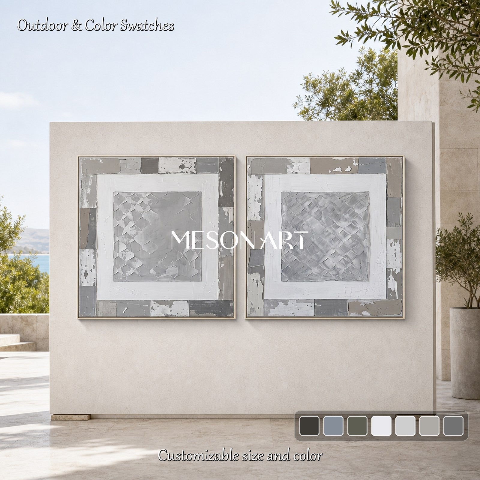 Minimalist Gray Abstract Wall Art Set With Textured Relief For Modern Home Decor