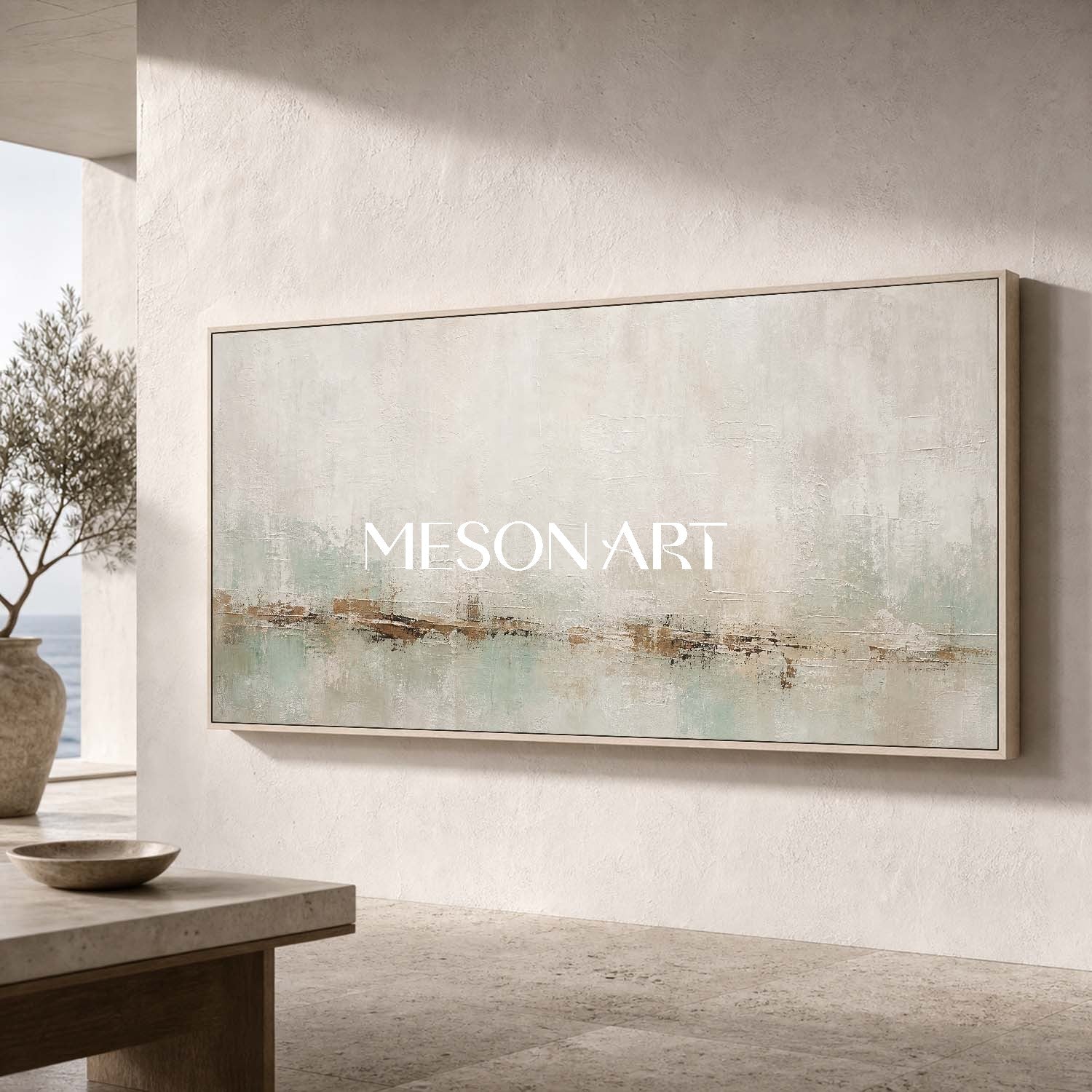 Wabi Sabi Abstract Wall Art Minimalist Beige Gray Painting For Modern Living Room Bedroom Decor