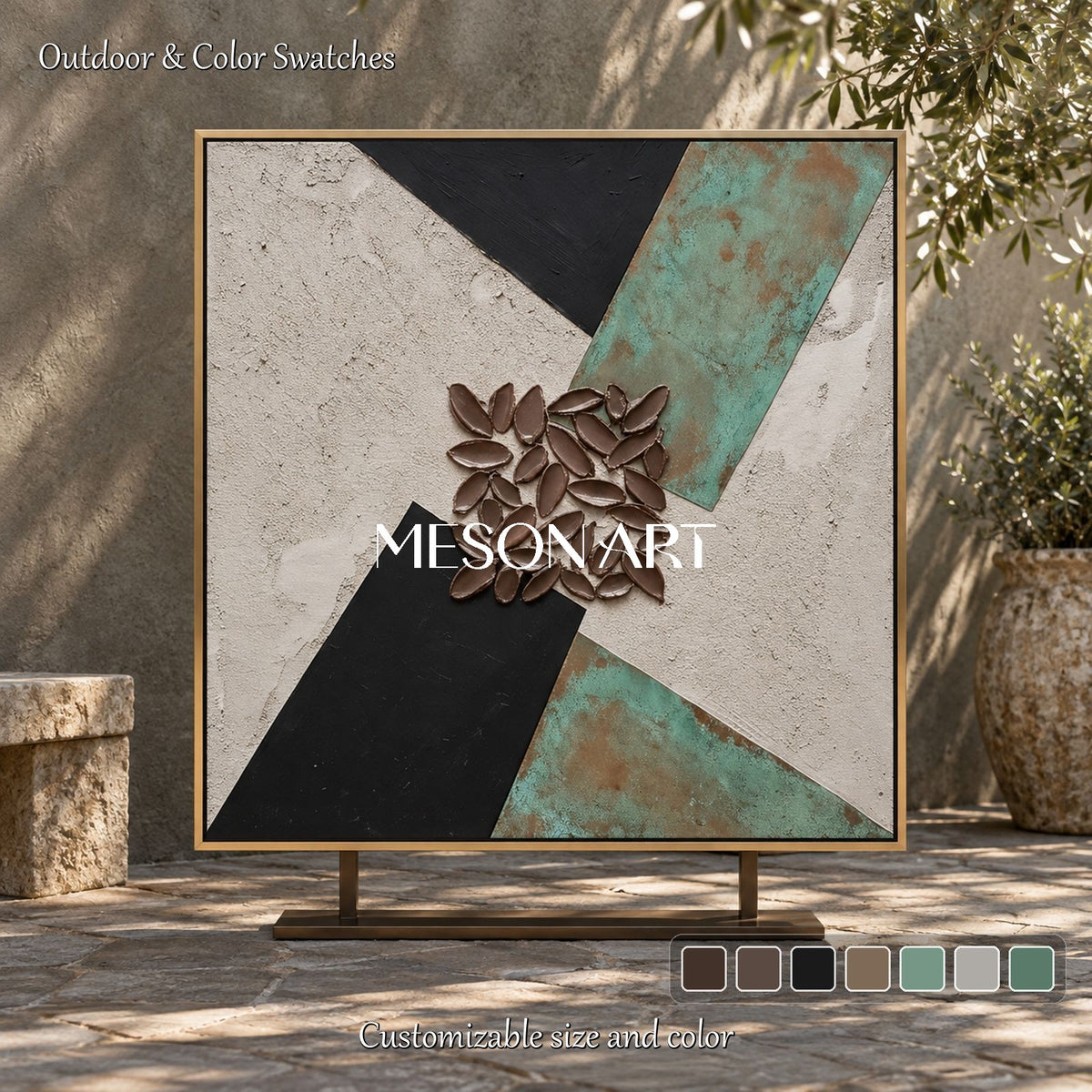 Gray And Black Abstract Art Square Wall Decor Original Artist Hand Painted By Mesonart