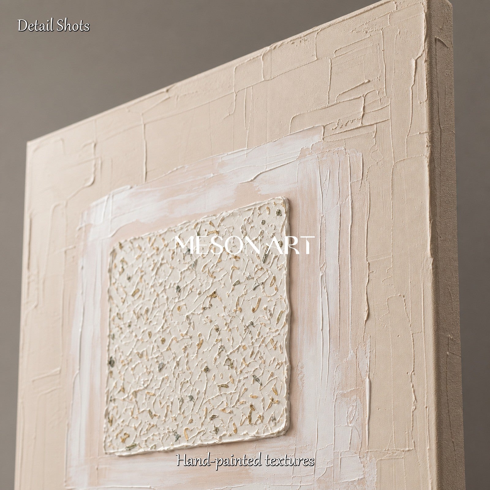 Minimalist Beige Abstract Art With Textured Relief For Modern Home Decor