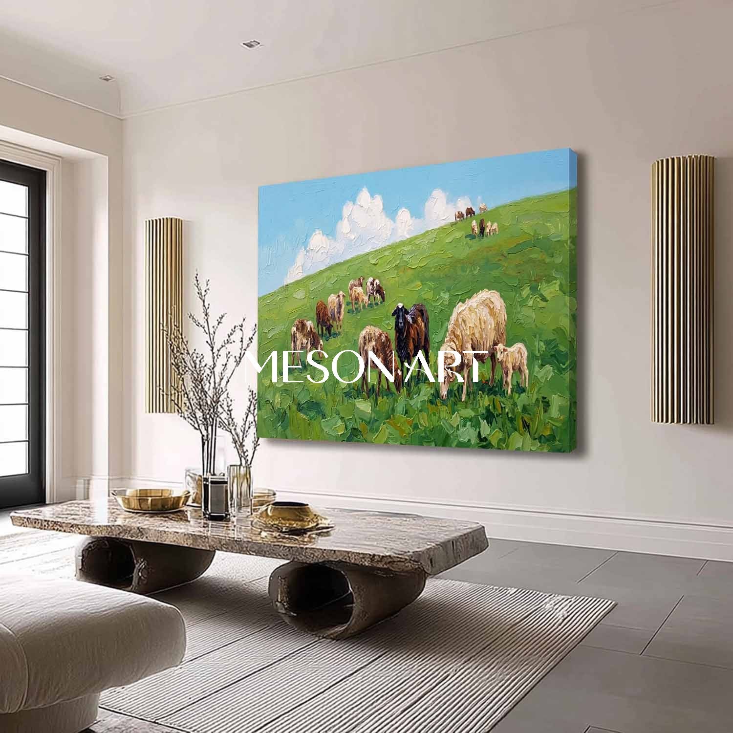 Cozy Farm Animal Painting With Rich Colors For Dining Room And Entryway