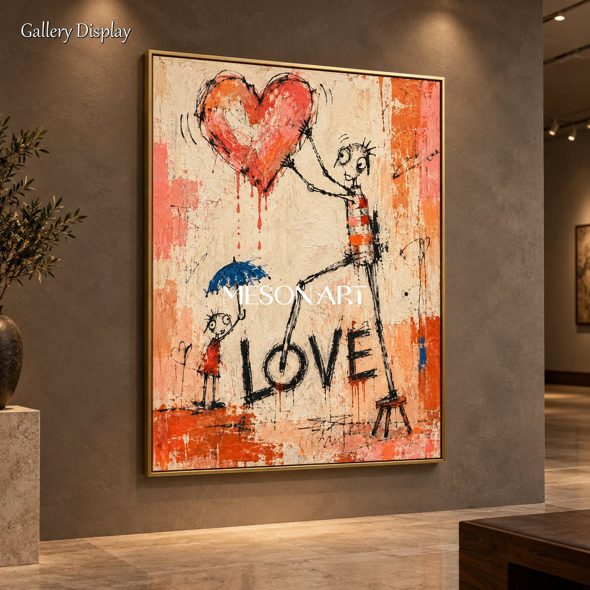 Red And Orange Abstract Graffiti Painting Original Artist Hand Painted Rectangular Wall Art For Living Room By Mesonart