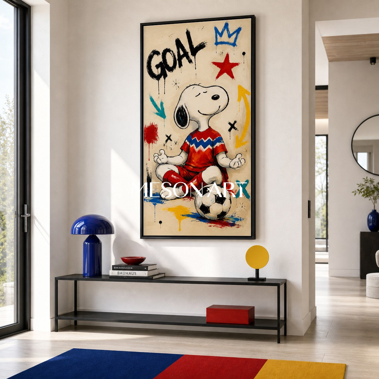 Snoopy Soccer Graffiti Art Print For Kids Room And Living Space With Bold Colors