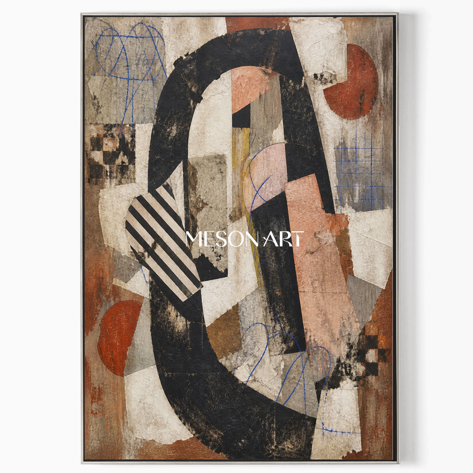 Wabi Sabi Abstract Art With Textured Geometric Forms For Modern Living Room And Home Office Decor