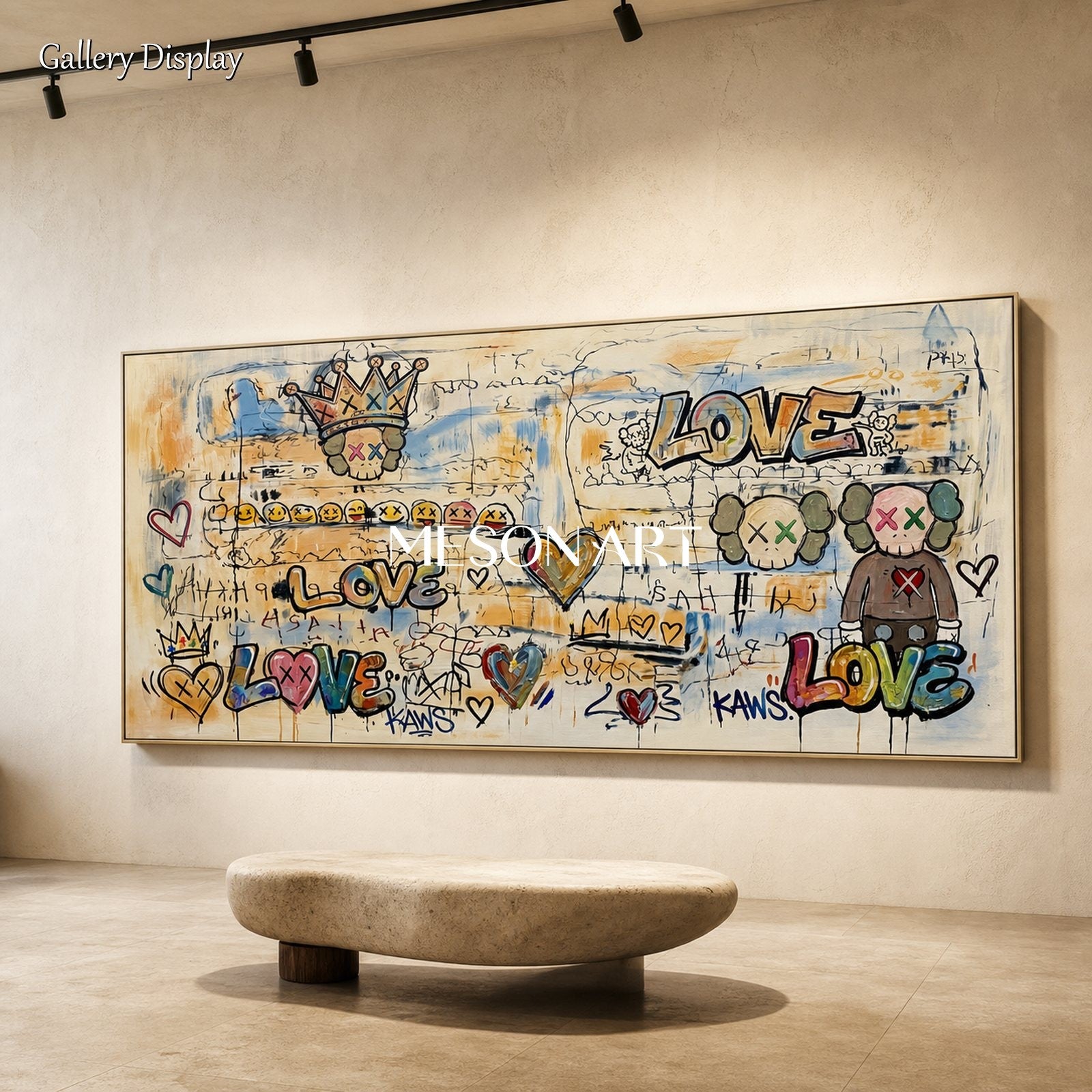 Urban Abstract Street Art Painting With Skulls And Love Text For Modern Living Room Decor