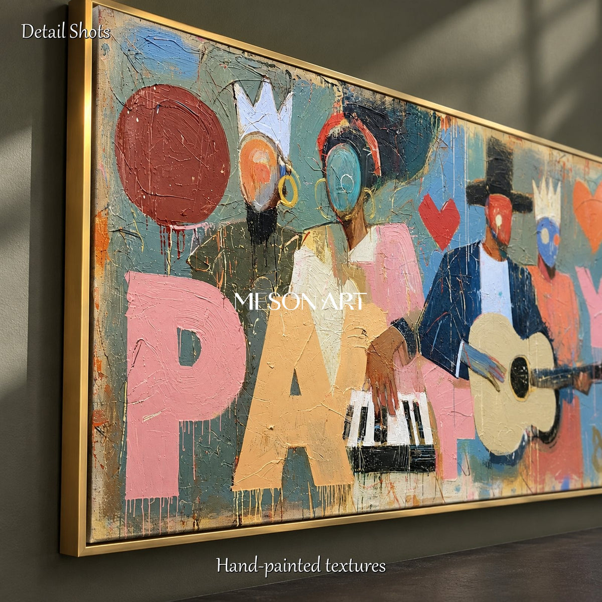 Pink And Blue Abstract Figurative Painting Panoramic Wall Art Original Artist Contemporary Modern By Mesonart