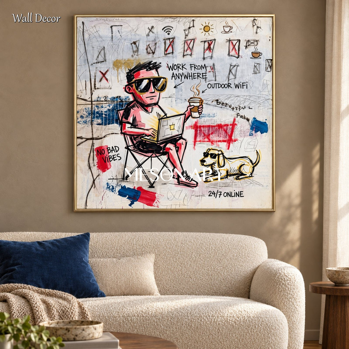 White And Red Modern Graffiti Wall Art Square Original Artist Hand Painted By Mesonart