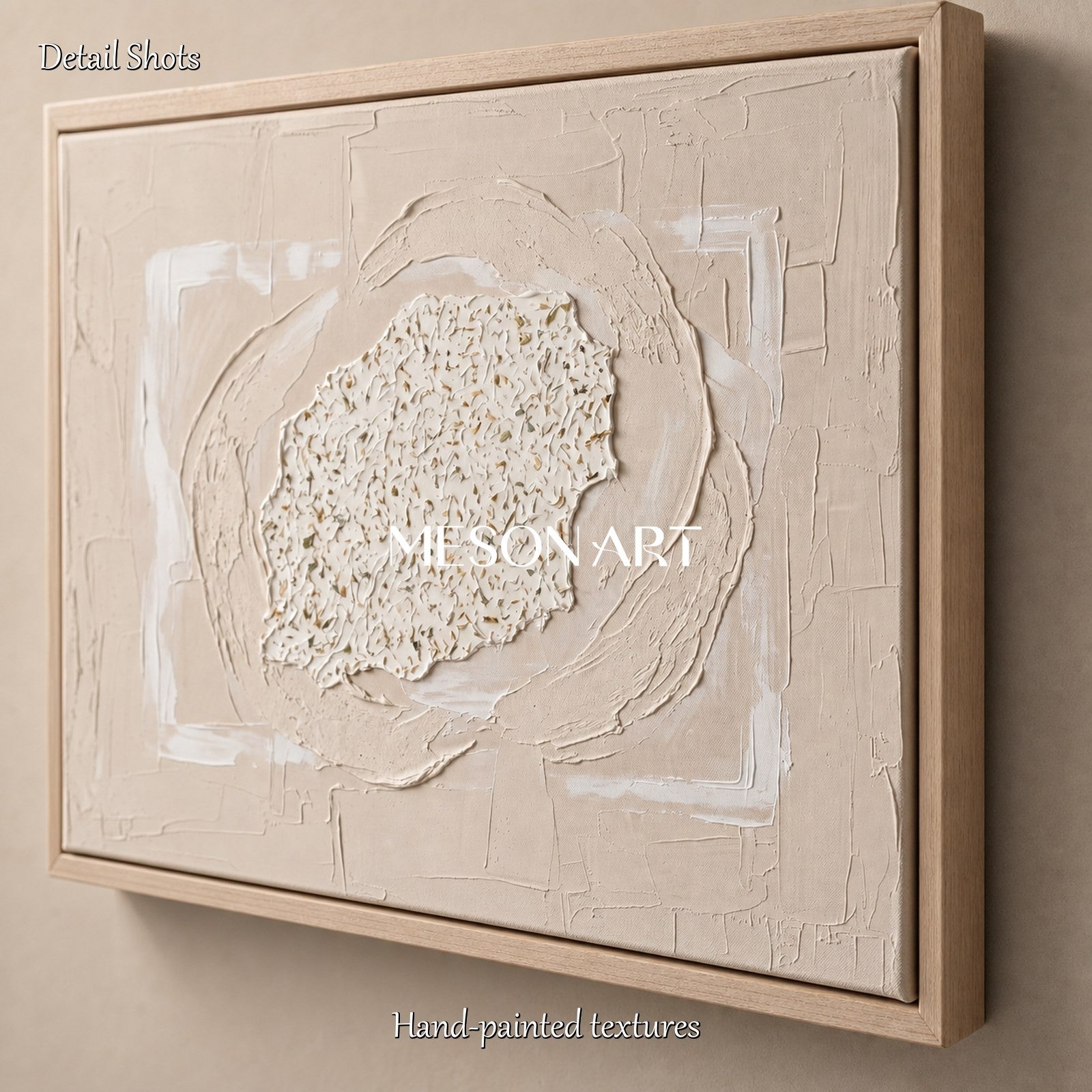 Minimalist Beige Textured Relief Art For Modern Living Room Decor